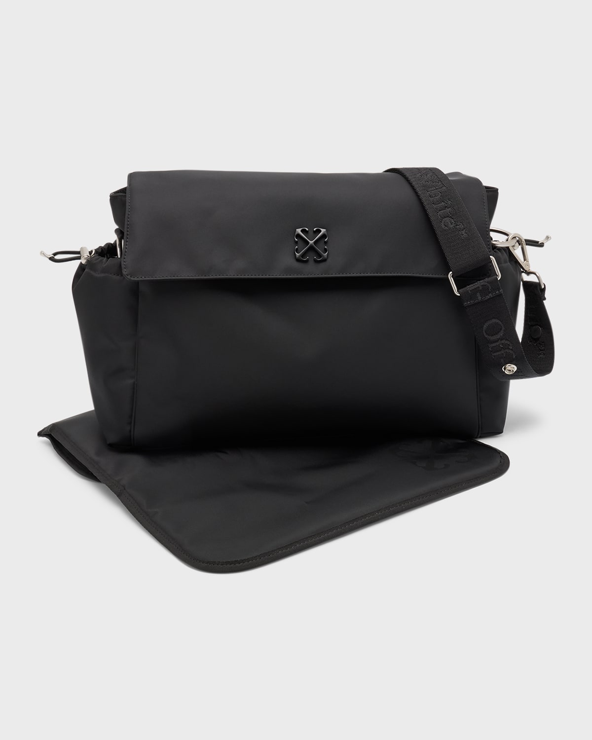 Shop Off-white Arrow Soft Jitney Diaper Bag In Black Black