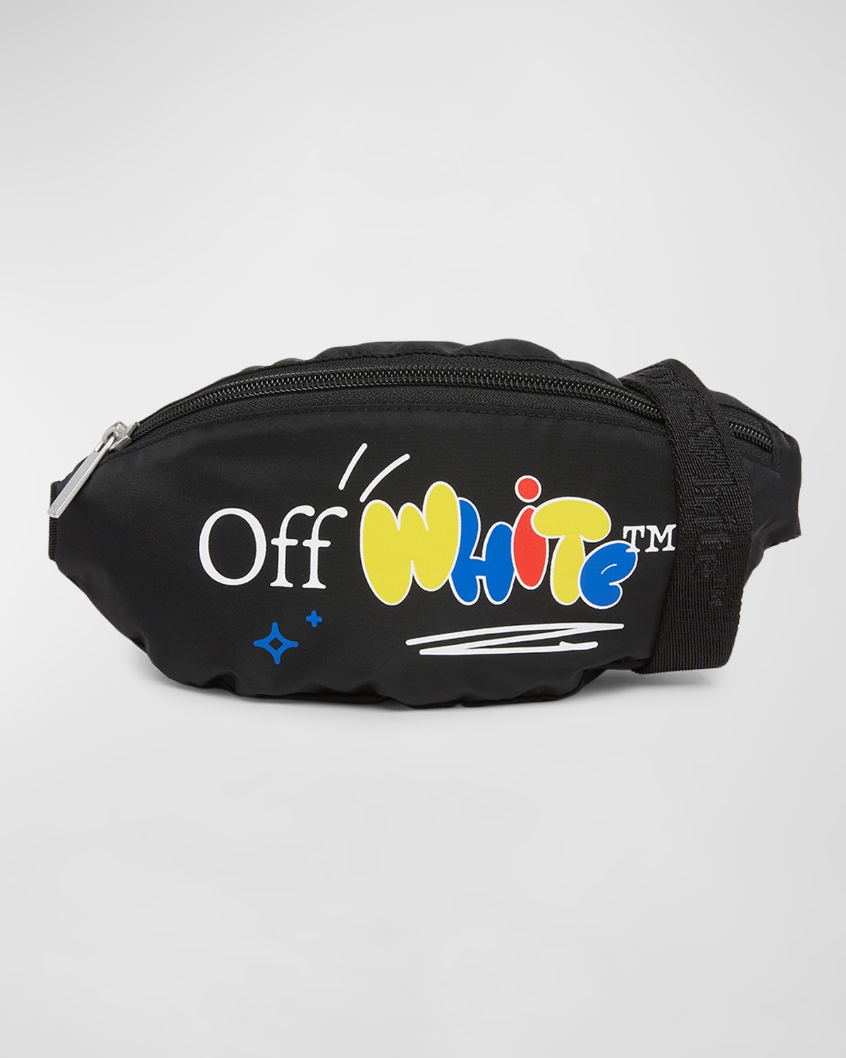 Off-white Kids' Girl's Funny Logo-print Belt Bag In Black Multicolor