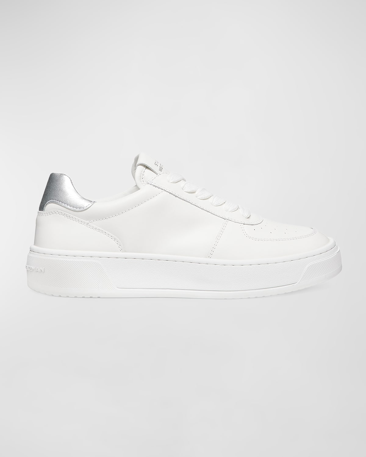 Stuart Weitzman Women's Sw Courtside Lace Up Low Top Trainers In White Silver