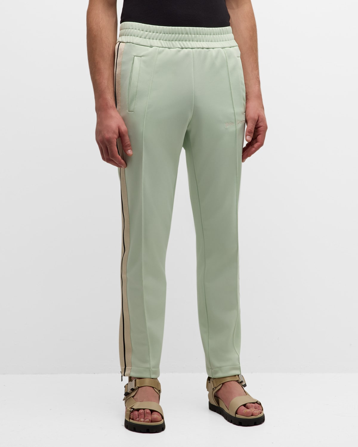 Shop Palm Angels Men's Classic Logo Track Pants In Mint Off White