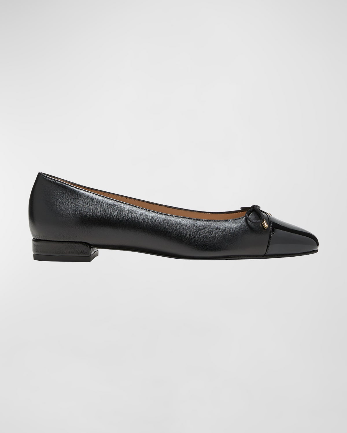 Stuart Weitzman Women's Sleek Bow Leather Ballerina Flats In Black