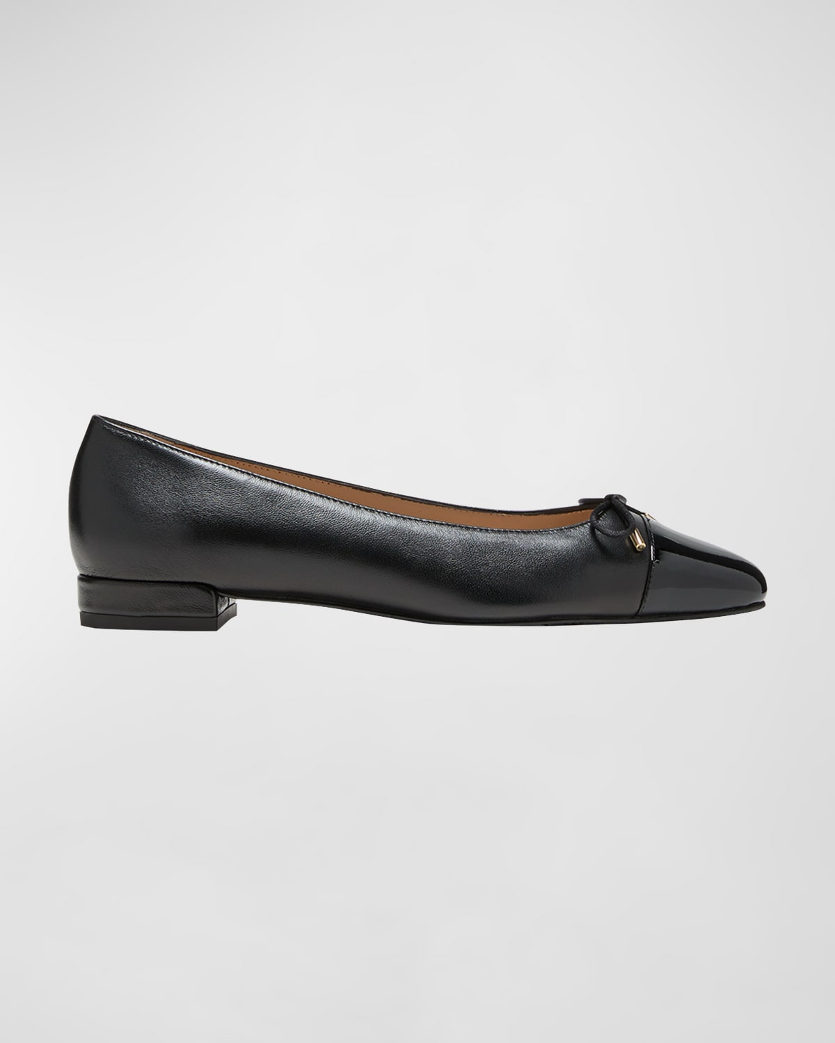 Shop Stuart Weitzman Sleek Mixed Leather Ballerina Flats In Black