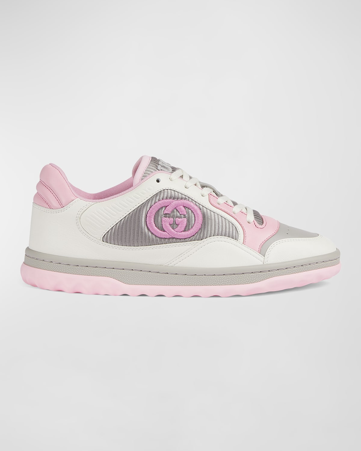 Shop Gucci Mac80 Gg Colorblock Leather Runner Sneakers In Off White Pink