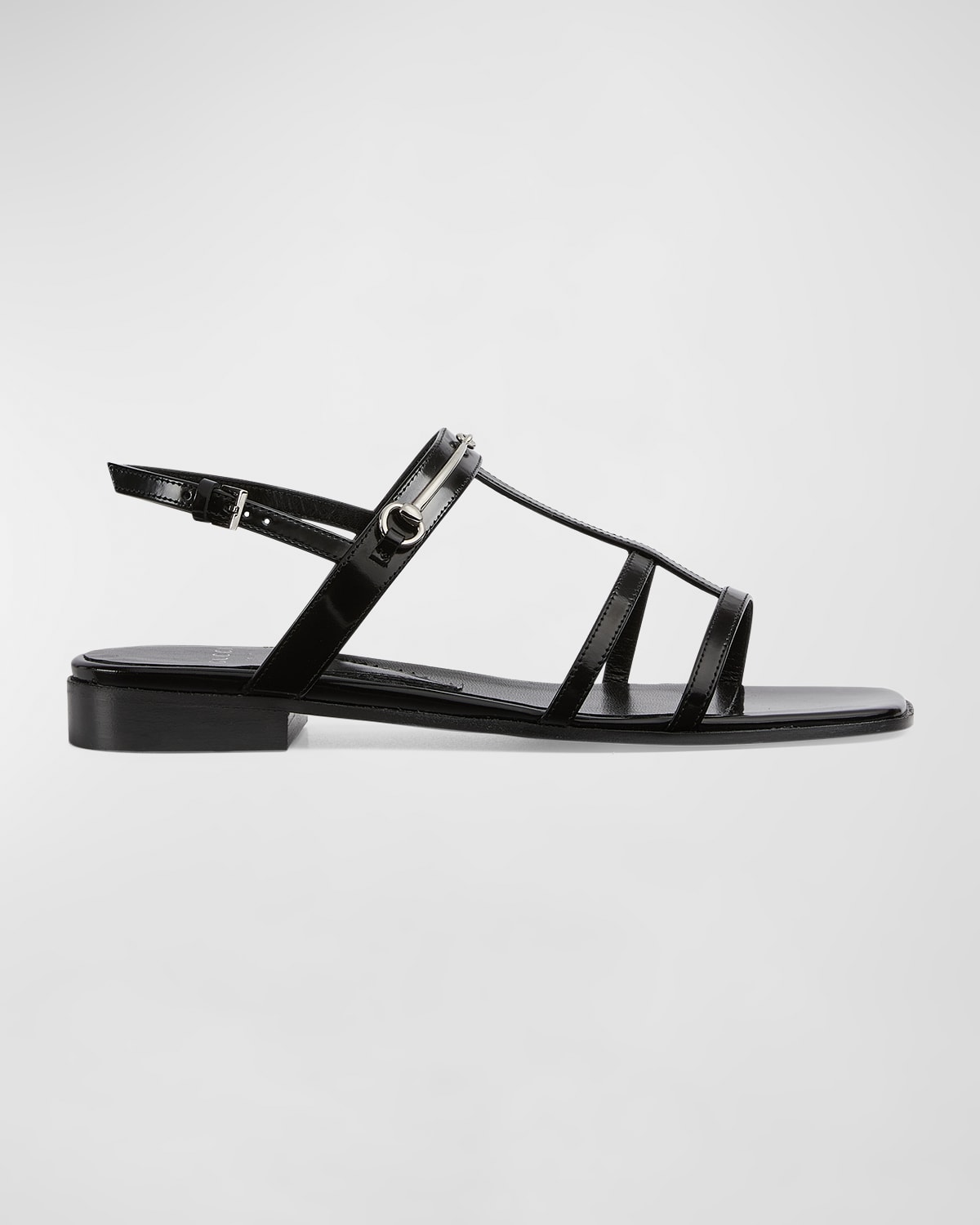 Gucci Divine Leather Slingback Sandals In Nero