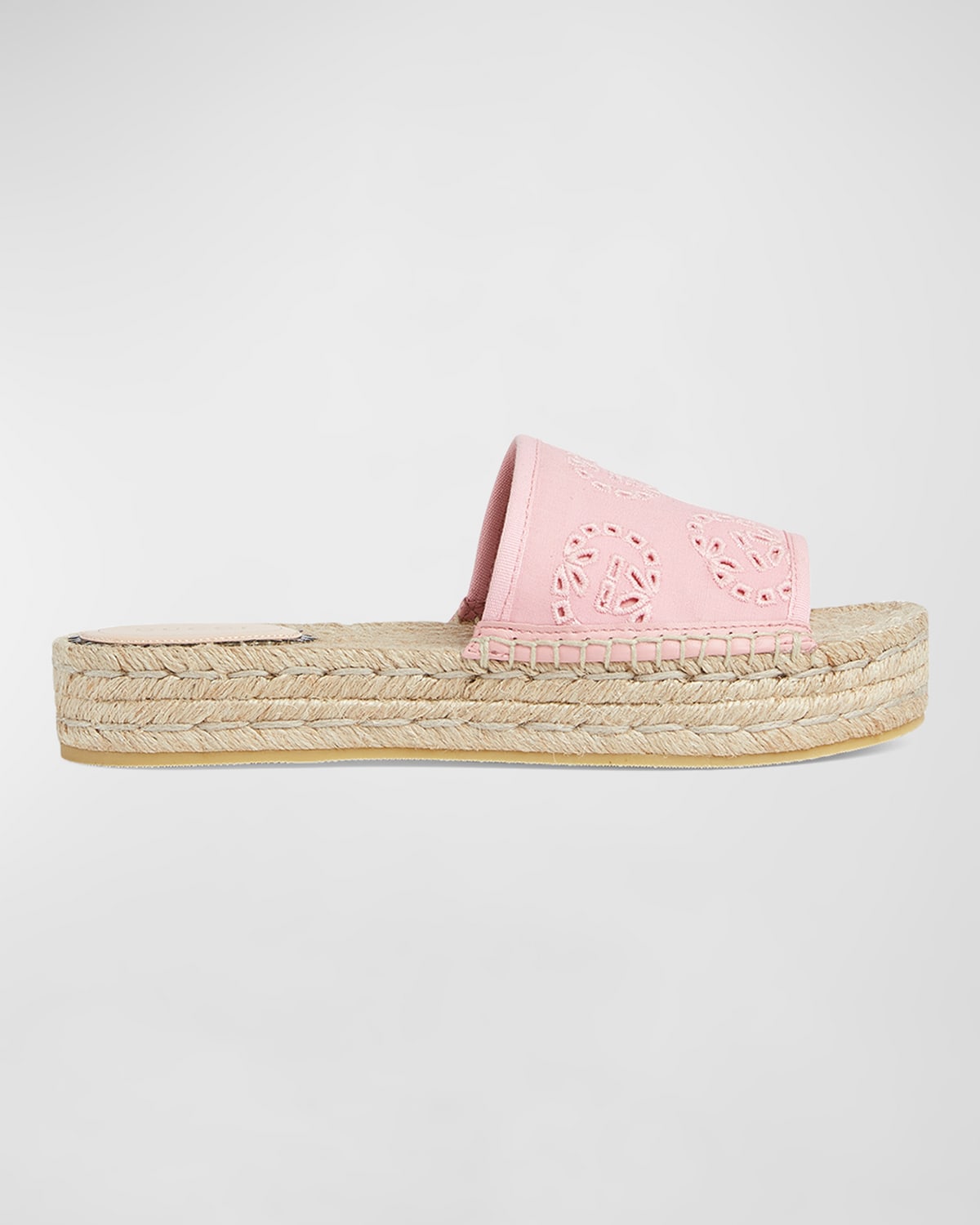 Shop Gucci Damita Gg Eyelet Espadrille Sandals In Wild Rose Pnk