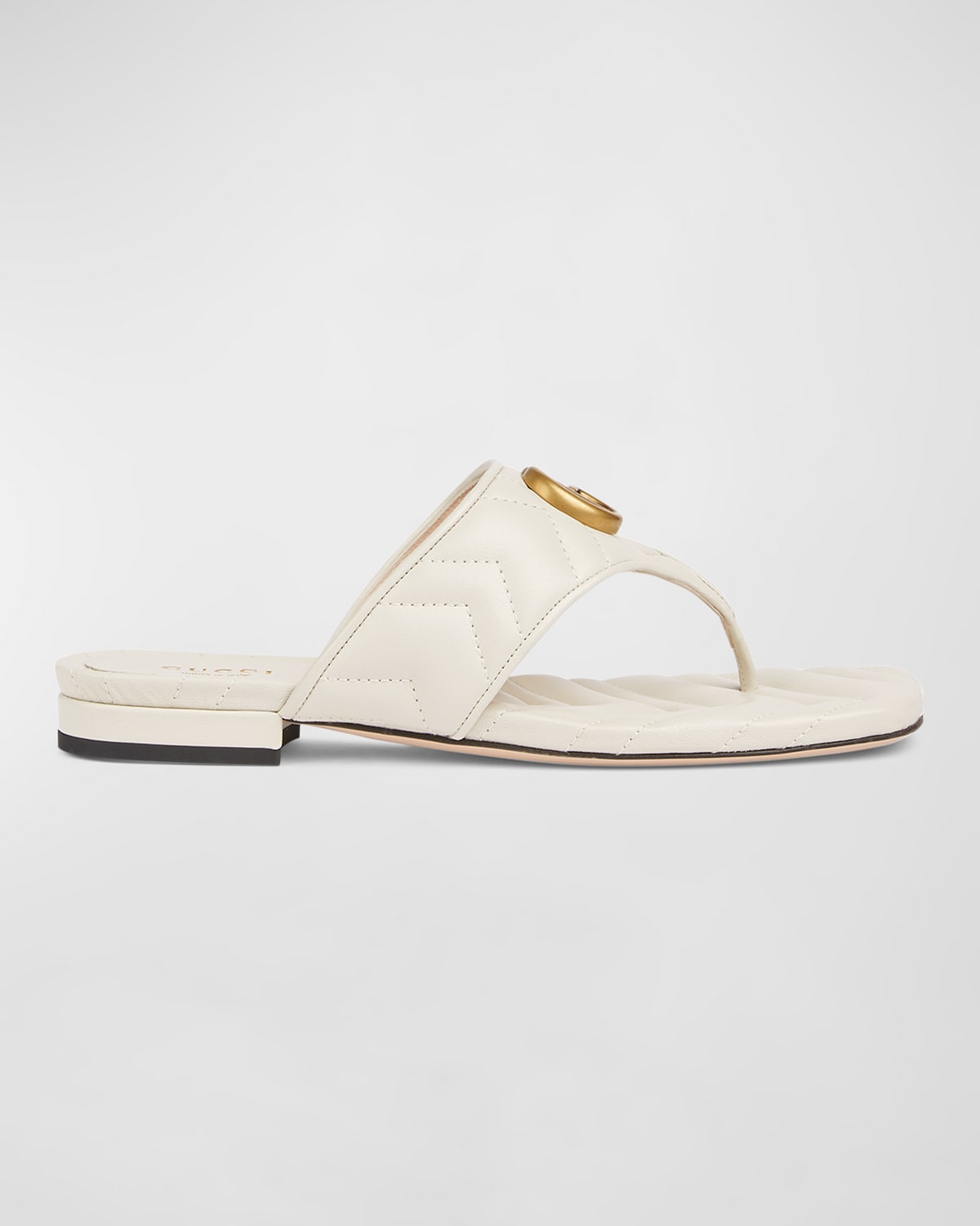 Gucci Double G Marmont Thong Sandals In Mystic White