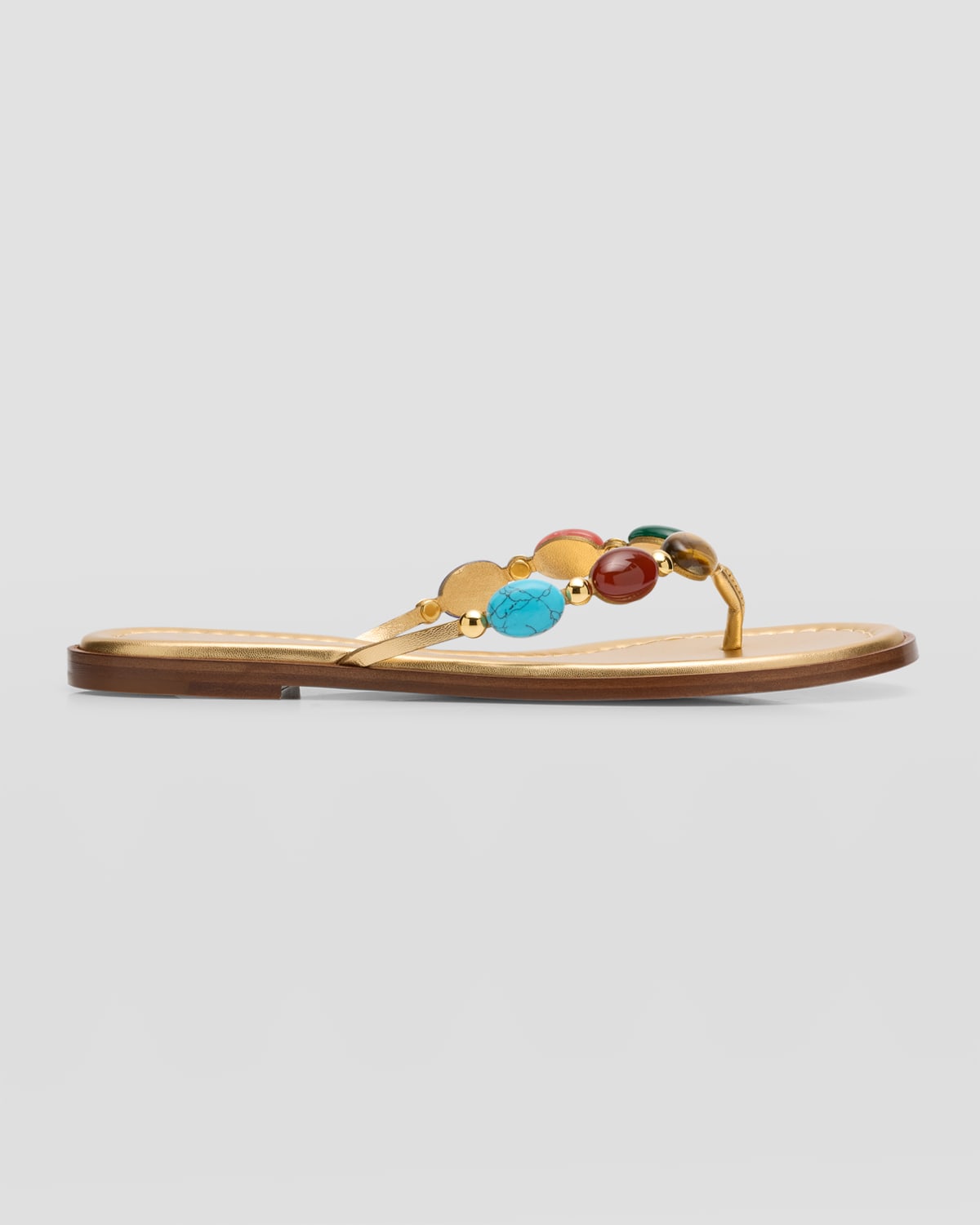 Gianvito Rossi Multi-jewel Suede Thong Sandals In Mekong