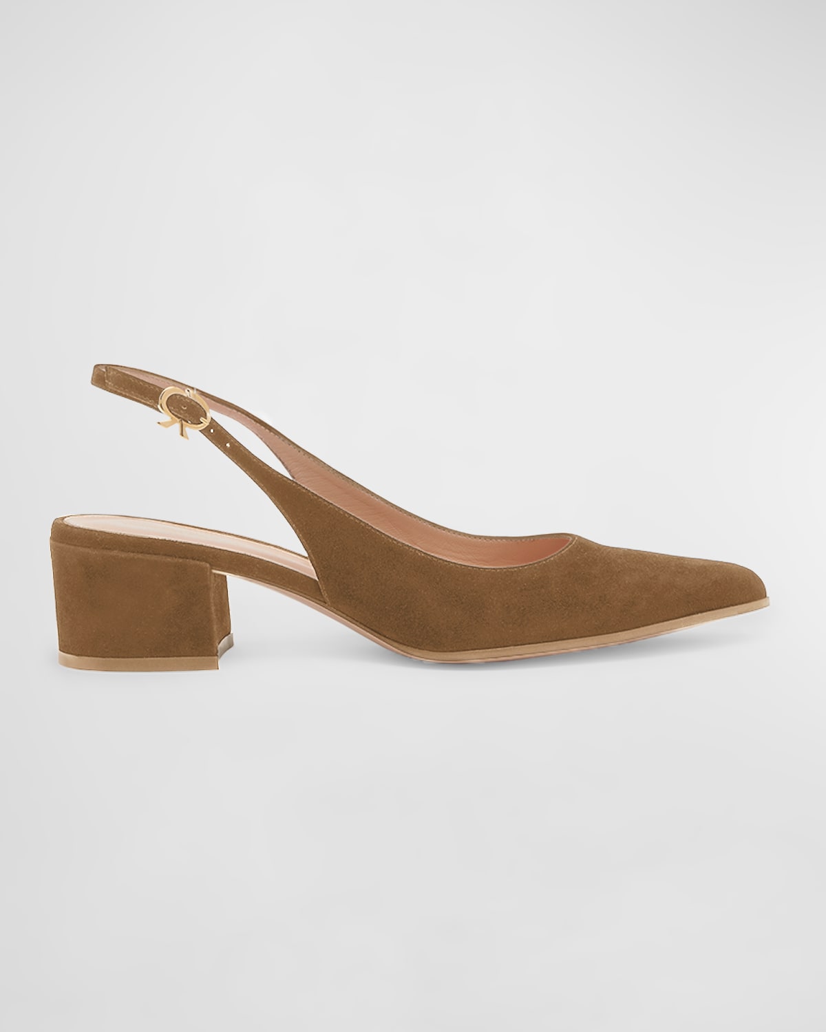 Gianvito Rossi Suede Block-heel Slingback Pumps In Camel