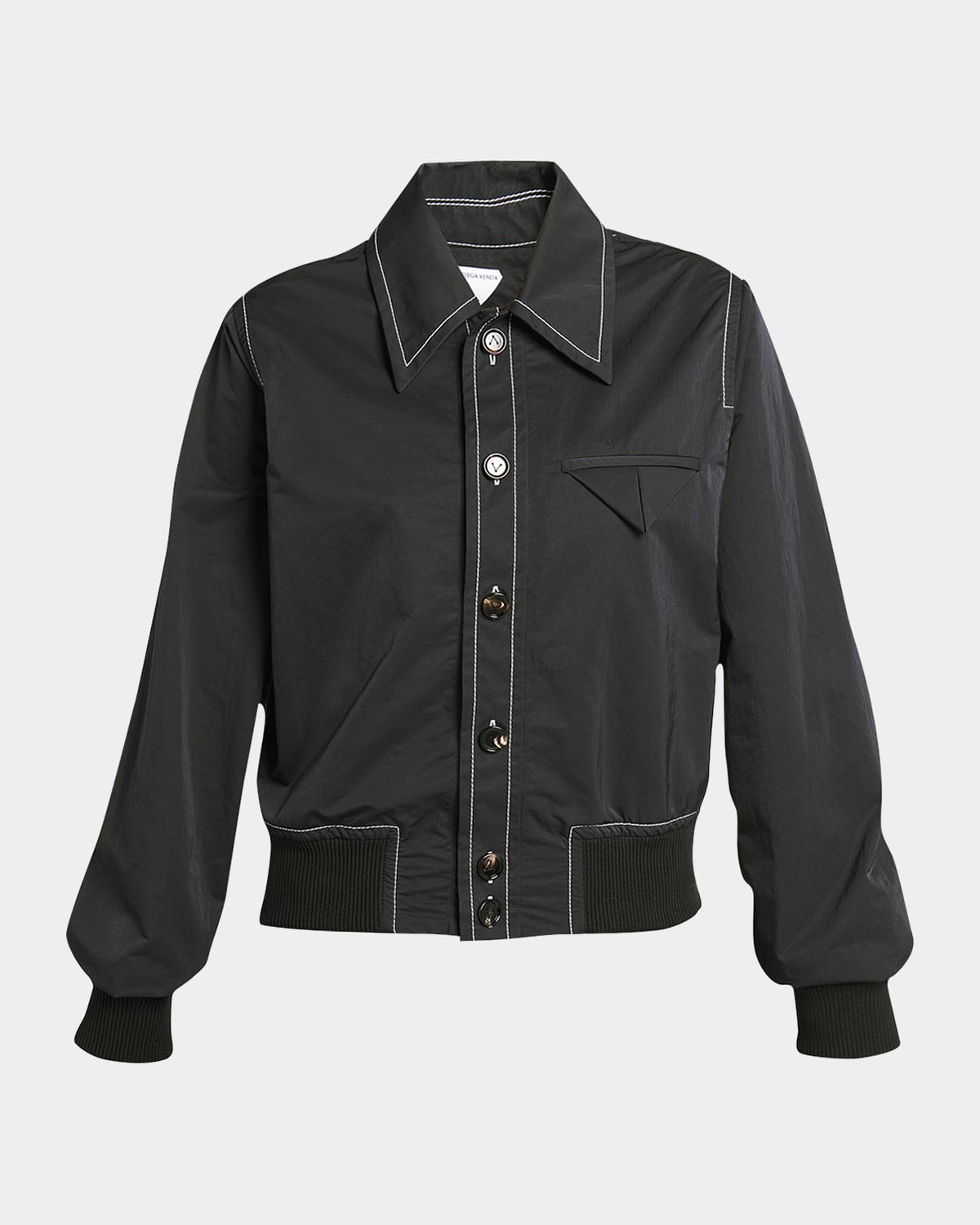 Shop Bottega Veneta Tech Nylon Bomber Shirt In Blue