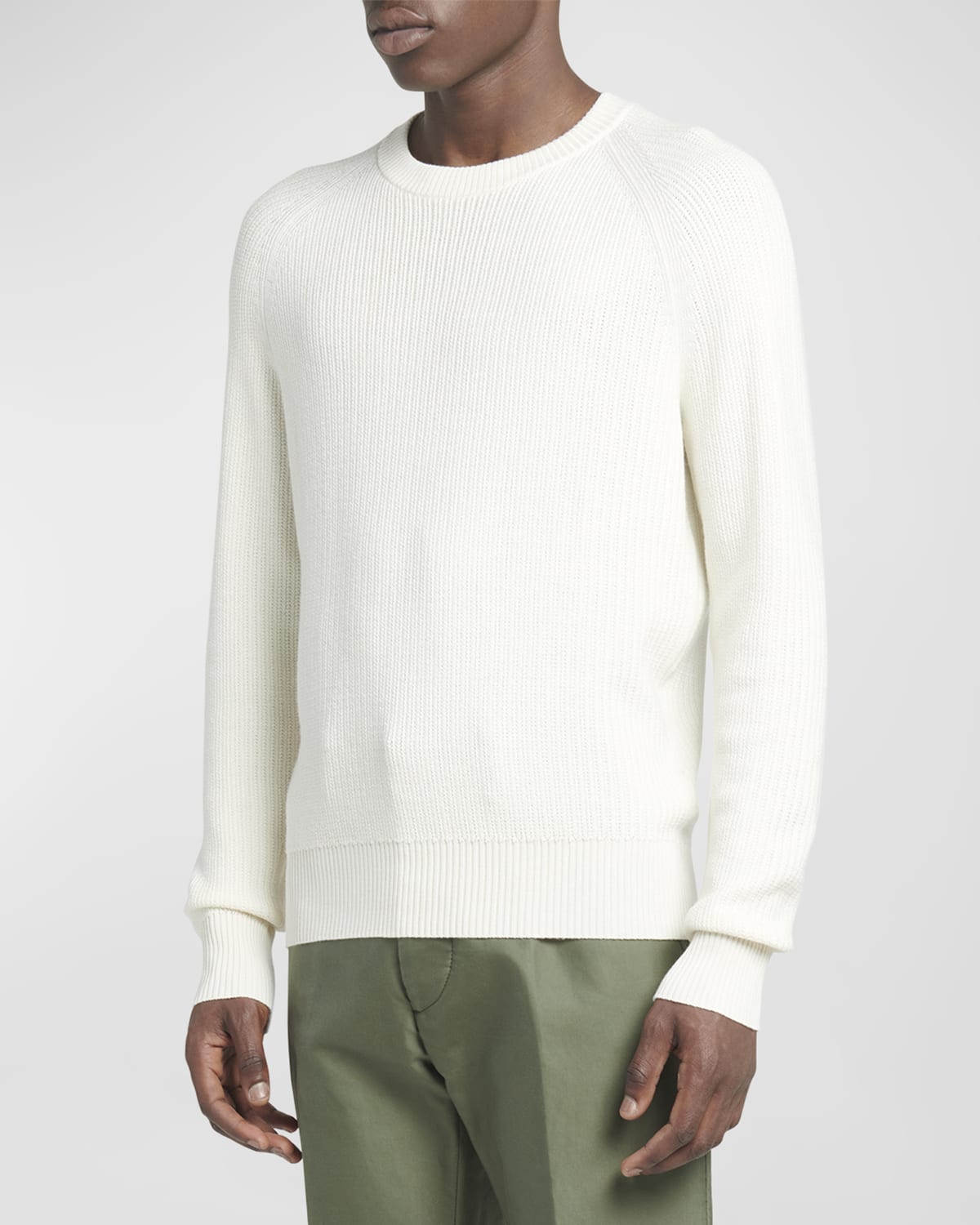 Shop Tom Ford Men's Wool-silk Crewneck Sweater In White