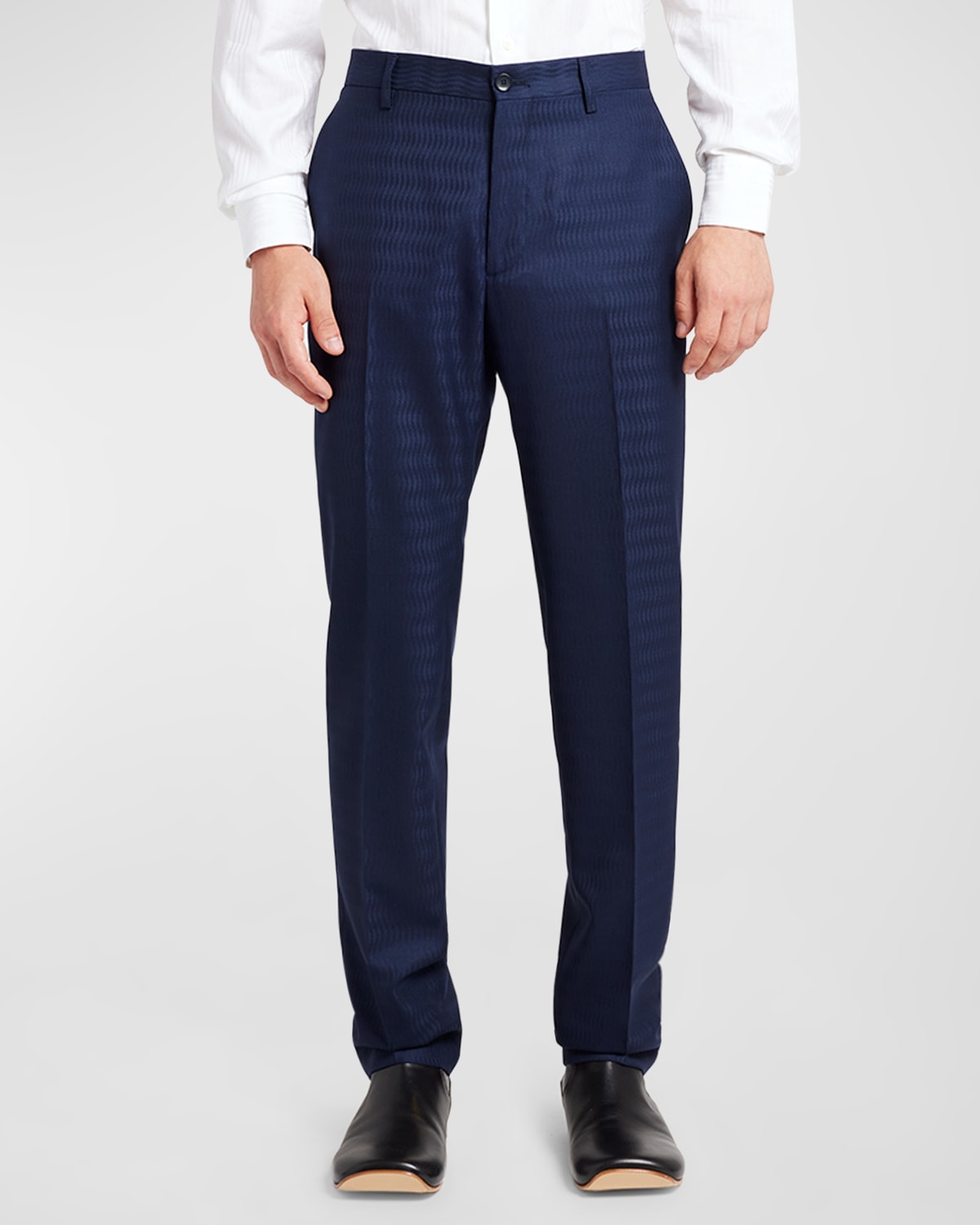 Etro Men's Wavy Jacquard Suit Trousers In Bicolour