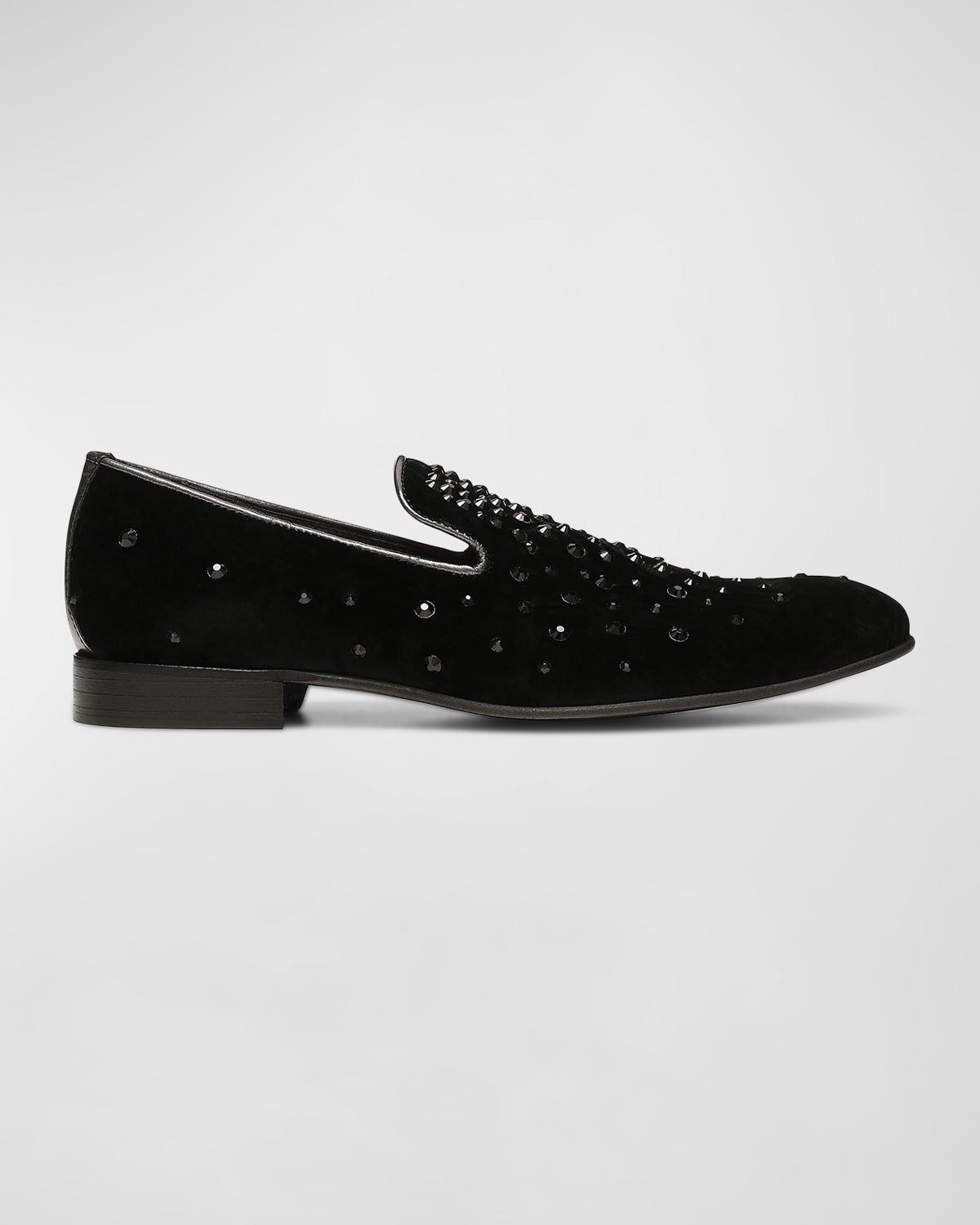 Donald J Pliner Men's Crystal-embellished Velvet Loafers In Black