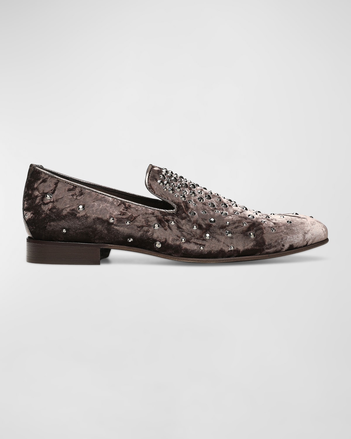 Men's Crystal-Embellished Velvet Loafers