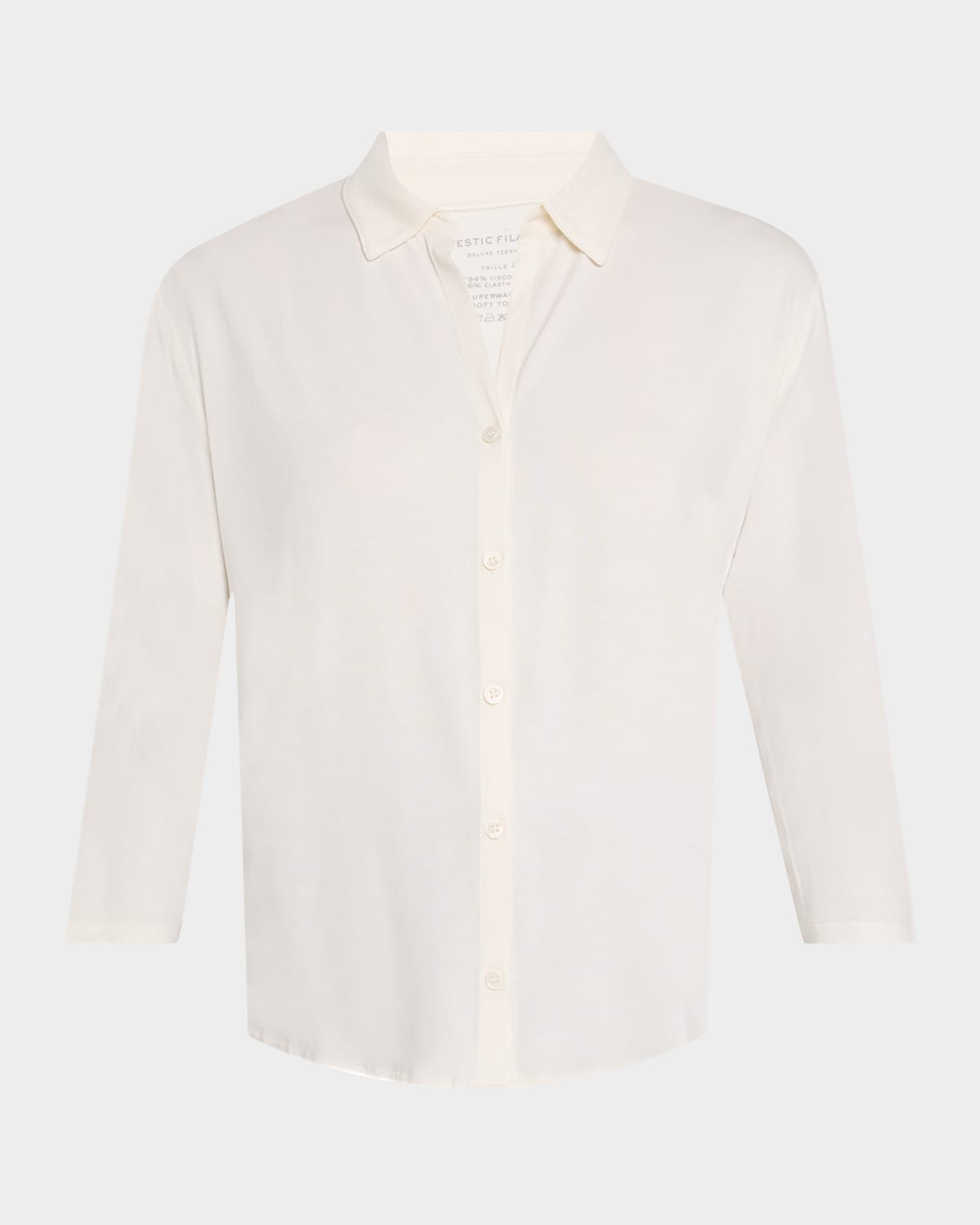 Majestic Soft Touch Semi-relaxed Button-front Shirt In White