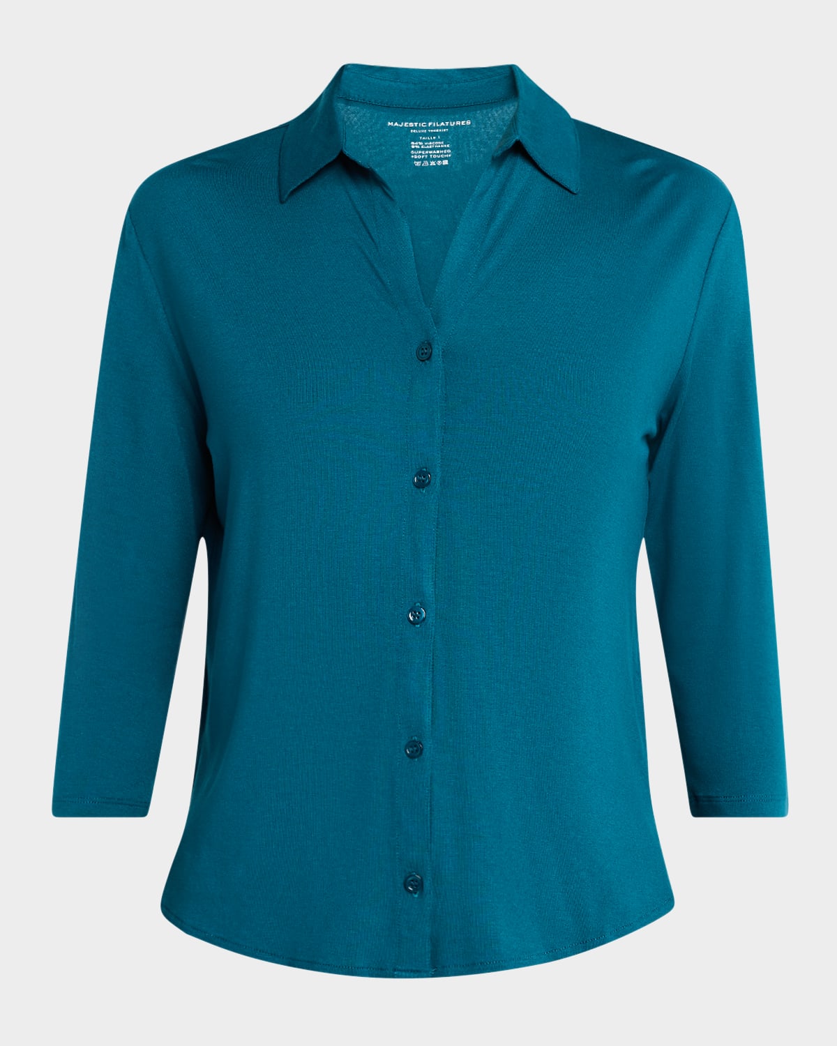 MAJESTIC SOFT TOUCH SEMI-RELAXED BUTTON-FRONT SHIRT 