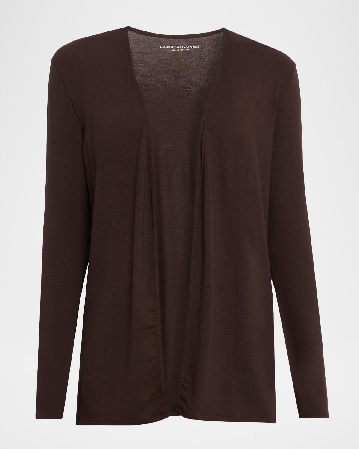 Majestic Soft Touch Open Cardigan In Brown