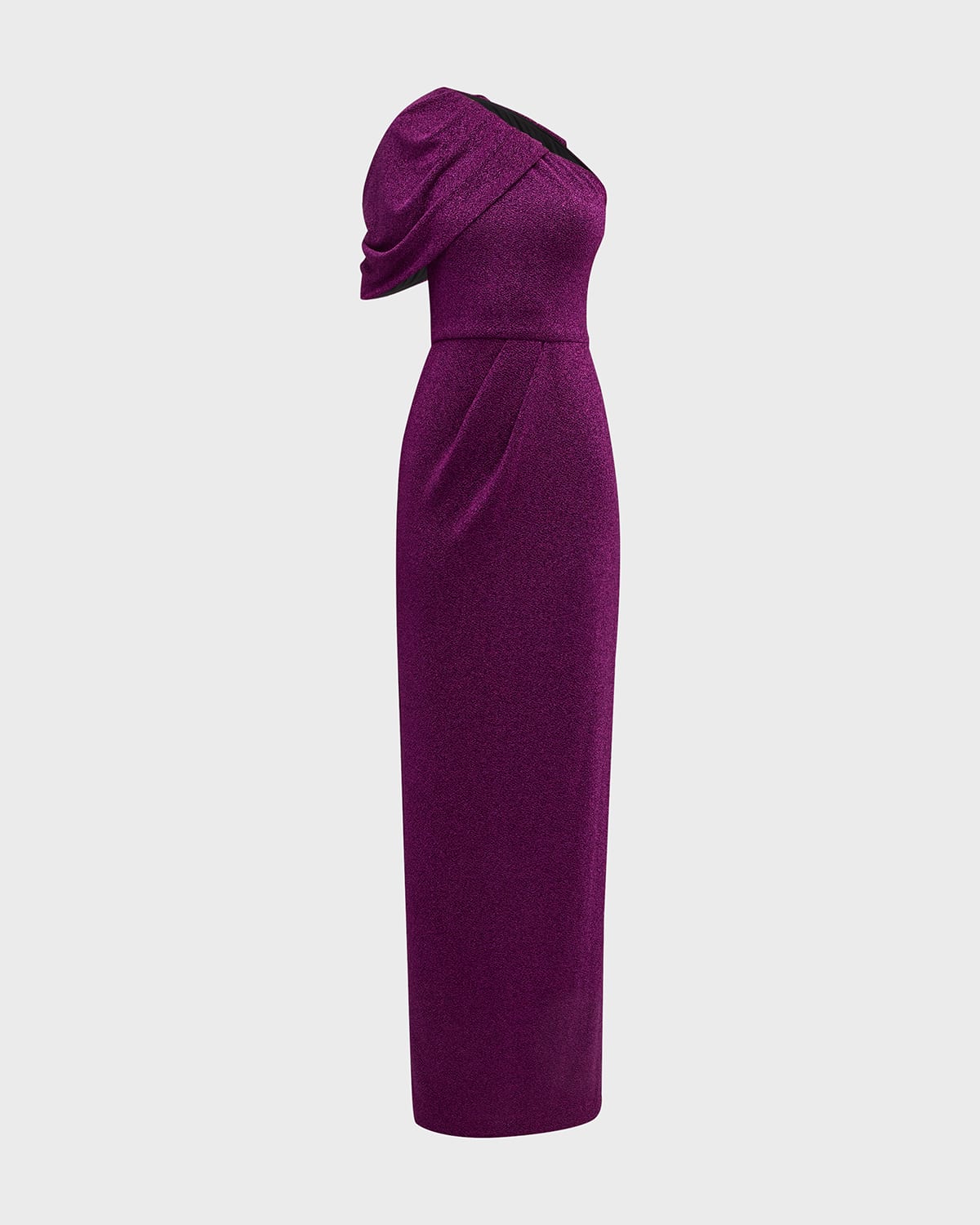 Shop Black Halo Egan Pleated One-shoulder Column Gown In Amethyst