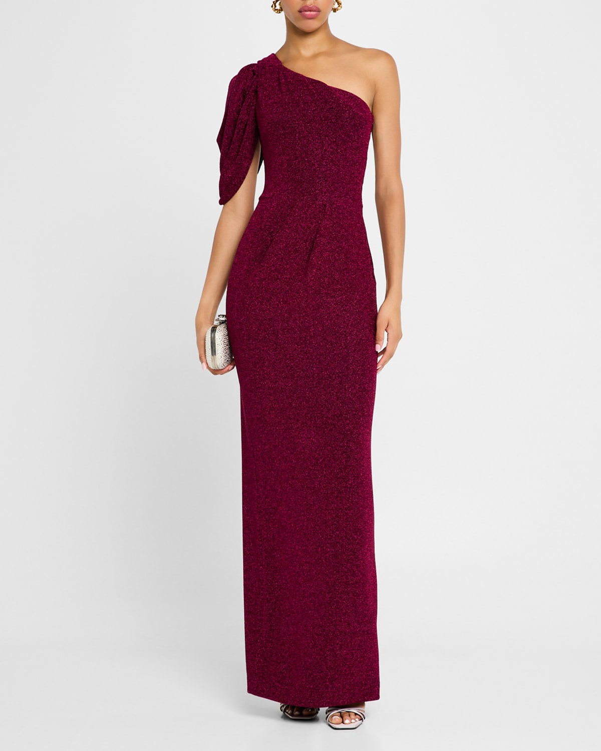 Egan Pleated One-Shoulder Column Gown