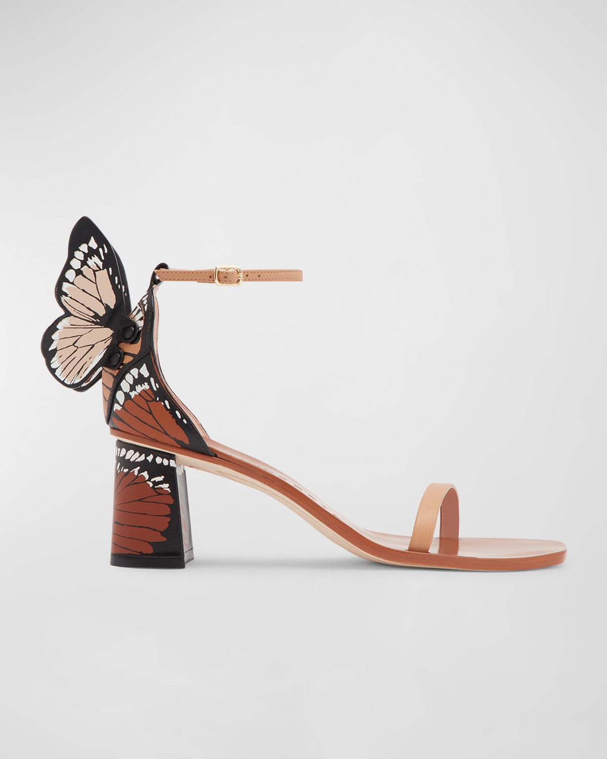 Sophia Webster Chiara Butterfly Printed Block-heel Sandals In Caramelo