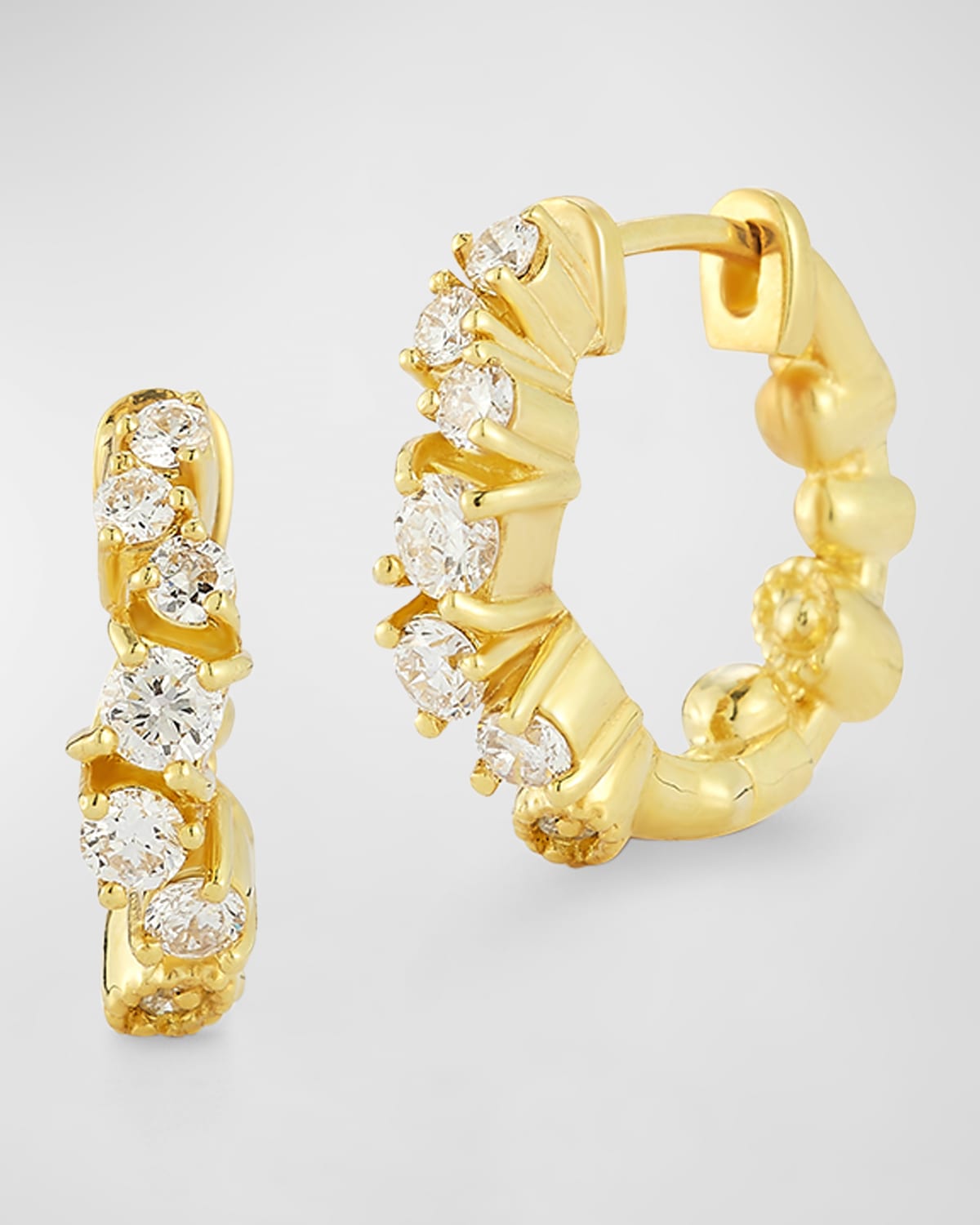 Tanya Farah 18k Sunburst Diamond Huggie Earrings In Gold