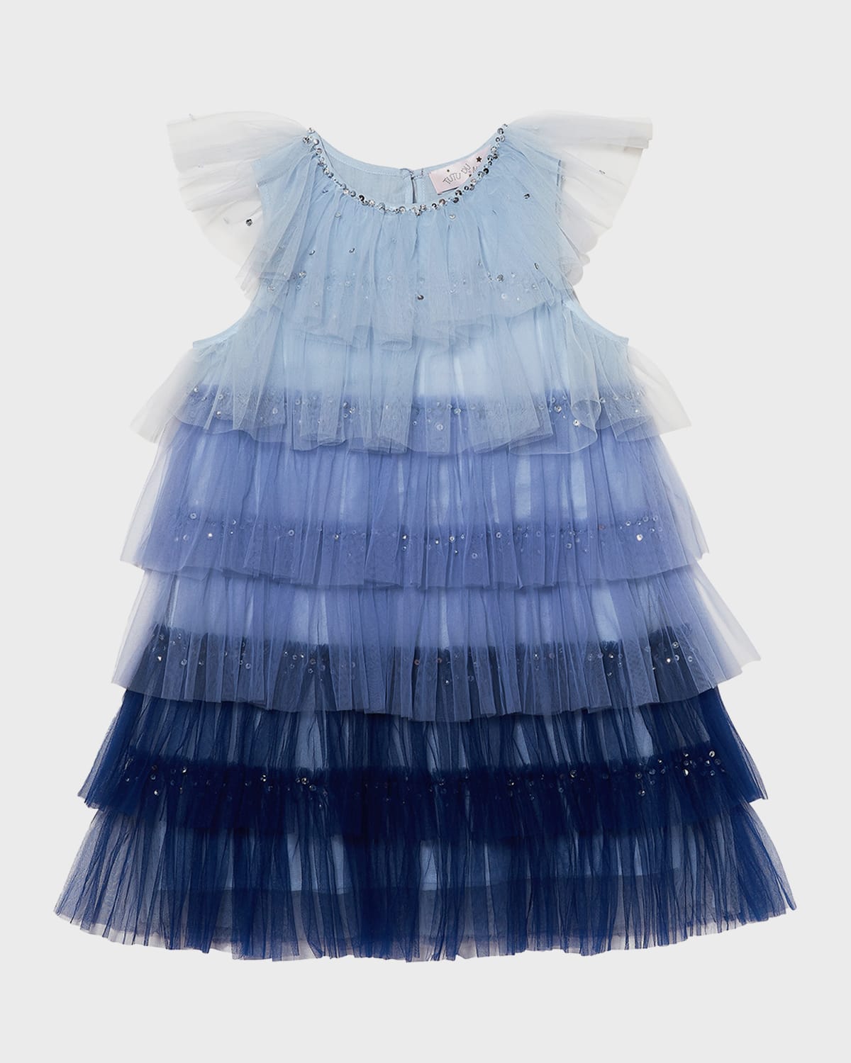 Girl's Josette Shimmery Sleeveless Tiered Tulle Dress, Size 2-11