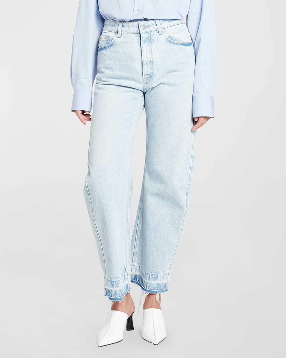 Stella Mccartney Frayed-edge cropped jeans with hight waist