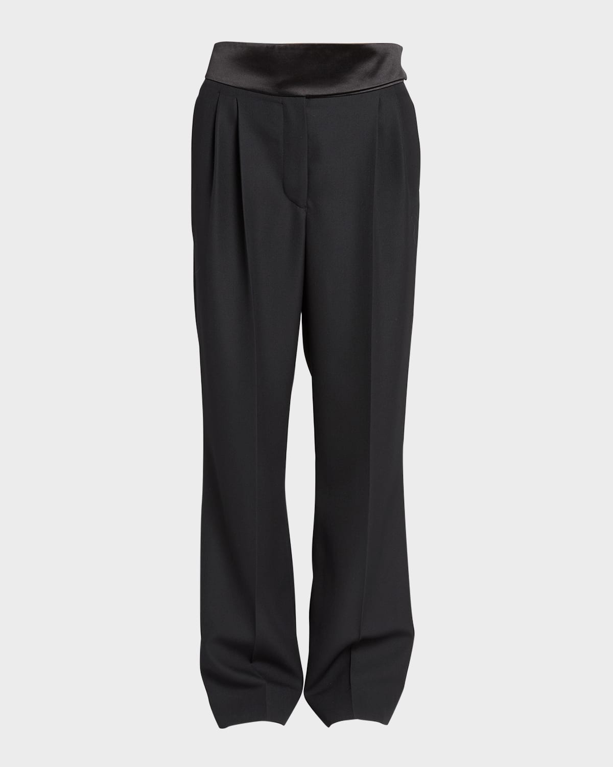 Stella Mccartney Wide-leg Wool Tuxedo Trousers In 1000 Black