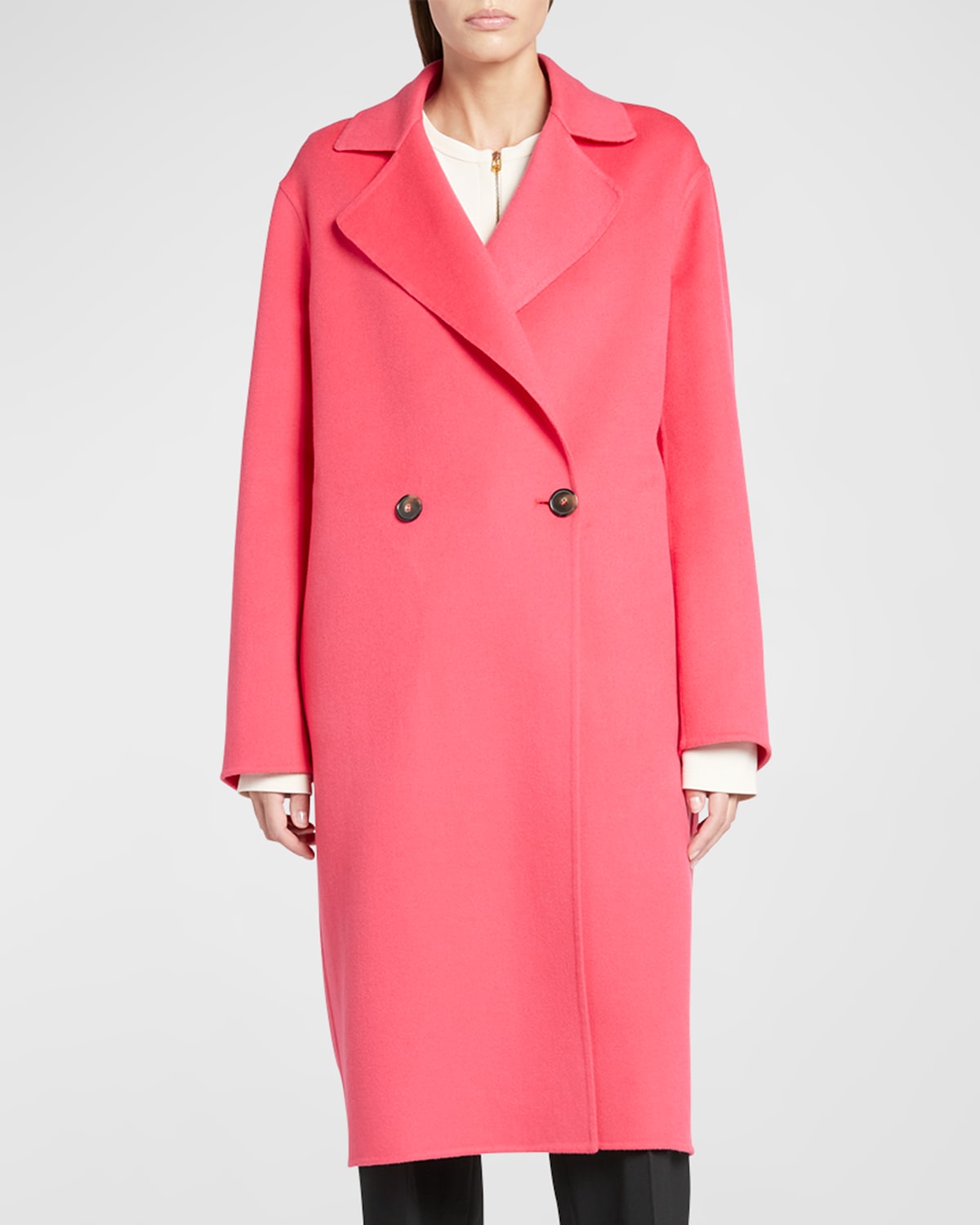 Stella Mccartney Iconic Double-breasted Wool Peacoat In 5680 Raspberry