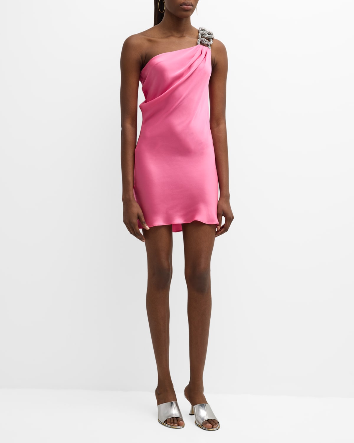 Stella McCartney Falabella Crystal-Chain One-Shoulder Satin