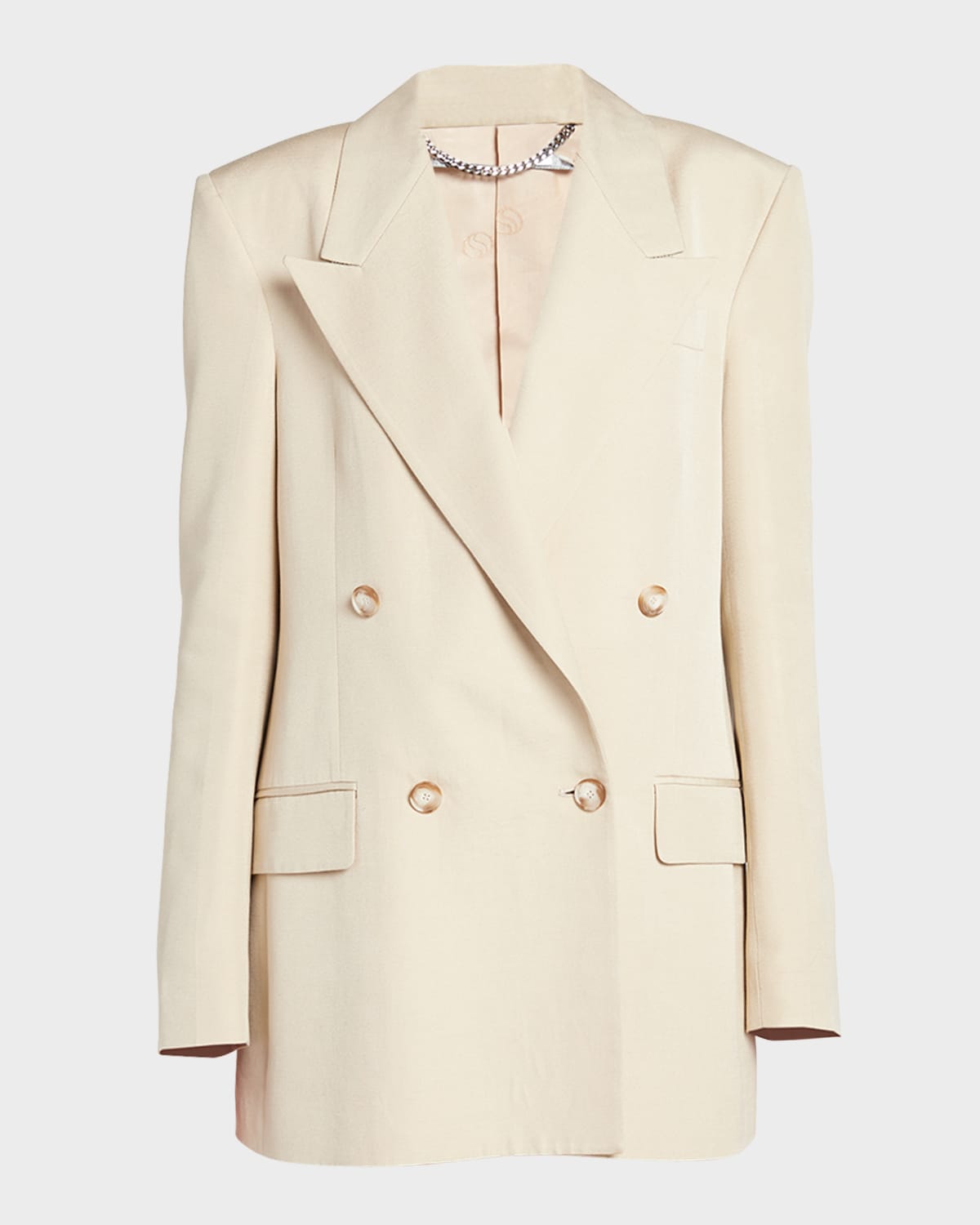 Stella Mccartney Double-breasted Relaxed Blazer Jacket In 2600 Sand