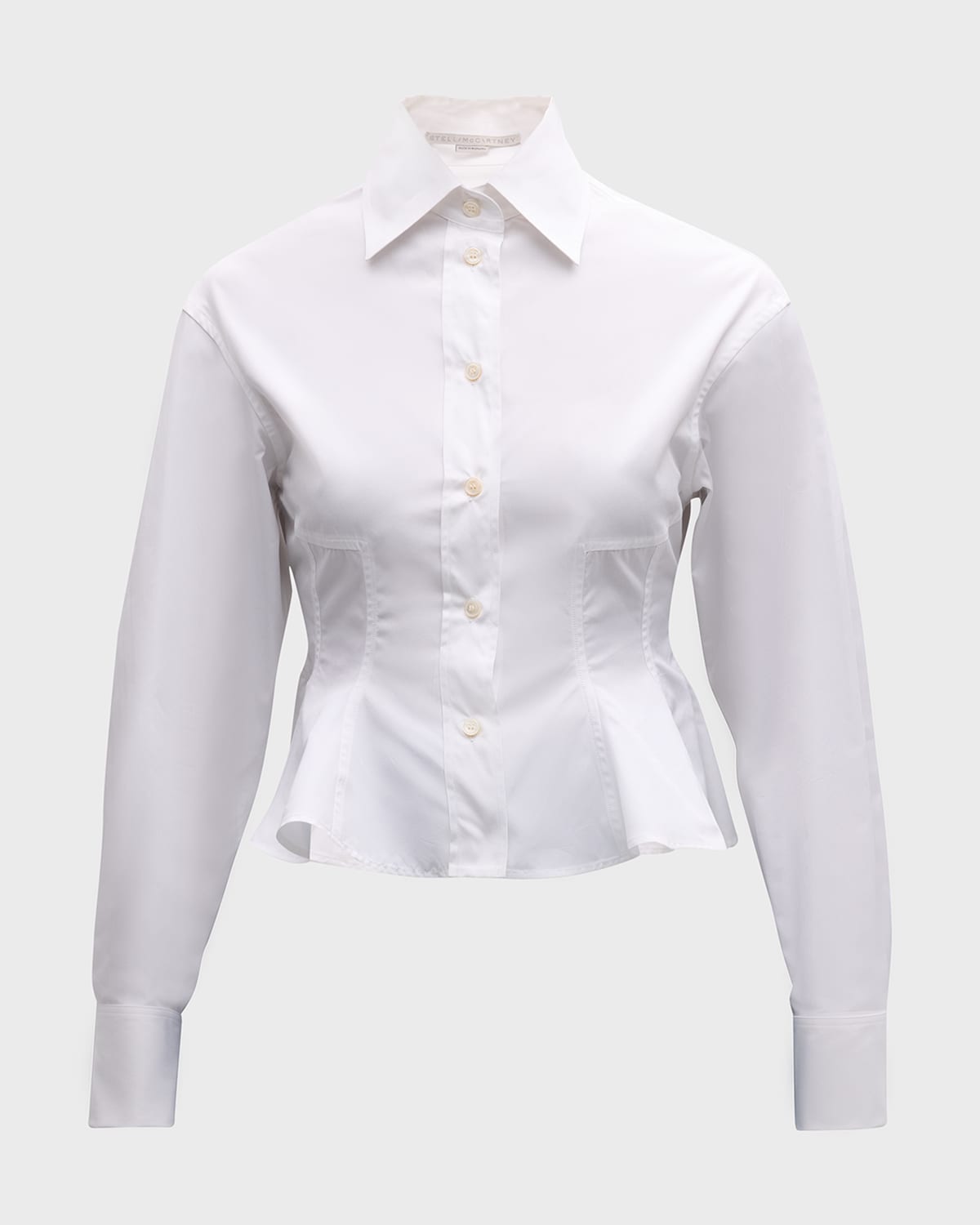 Stella Mccartney Collared Cotton Peplum Shirt In 9000 Pure White
