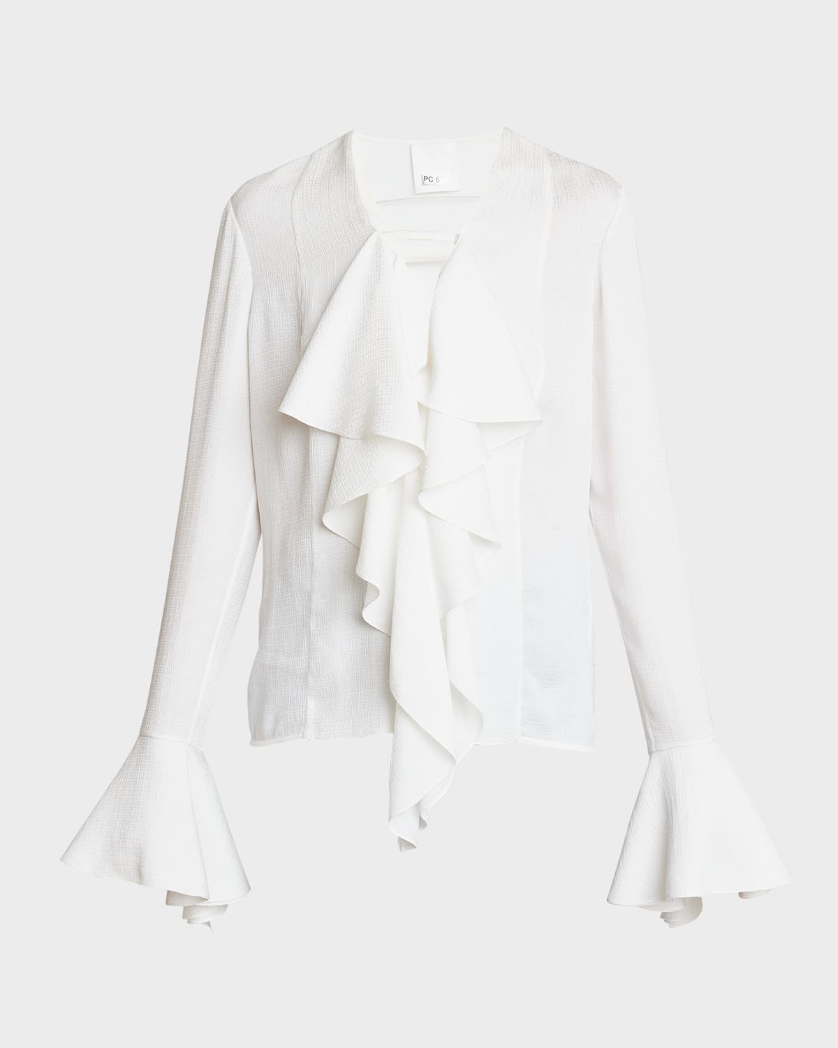 Givenchy Flared Cuffs Ruffled V-neck Shirt In White