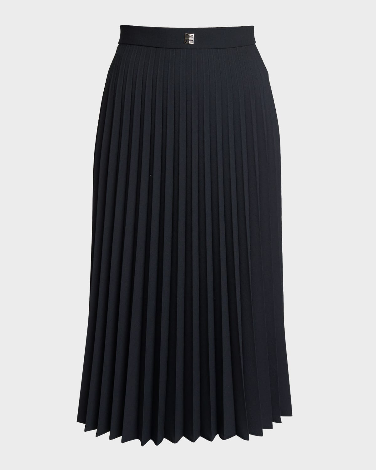 Shop Givenchy Pleated Wool Midi Skirt In Black