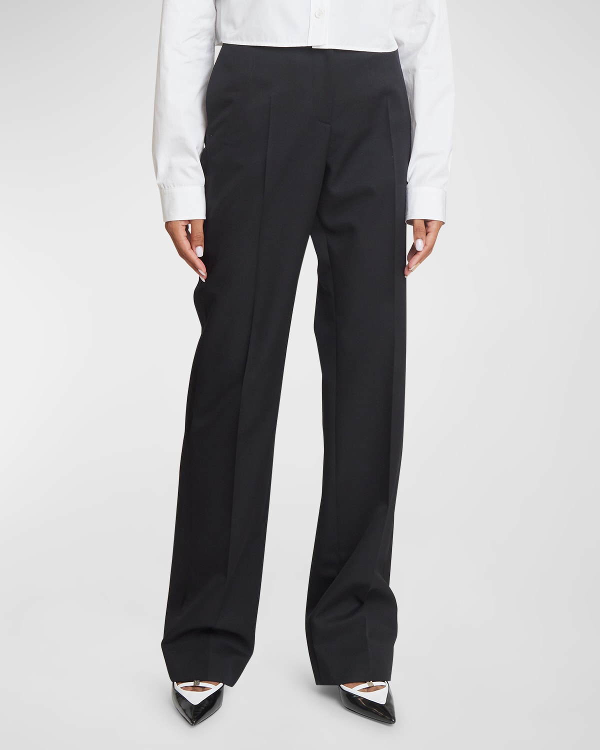 Shop Givenchy Straight-leg Formal Wool Trousers In Black