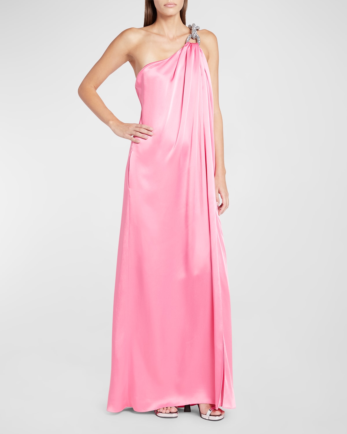 Falabella One-Shoulder Gown with Crystal Detail