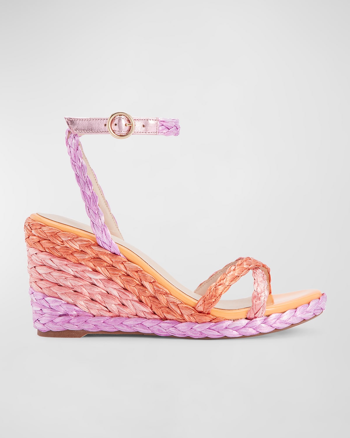 Shop Sophia Webster Ines Wedge Raffia Espadrilles In Southern Sunrise