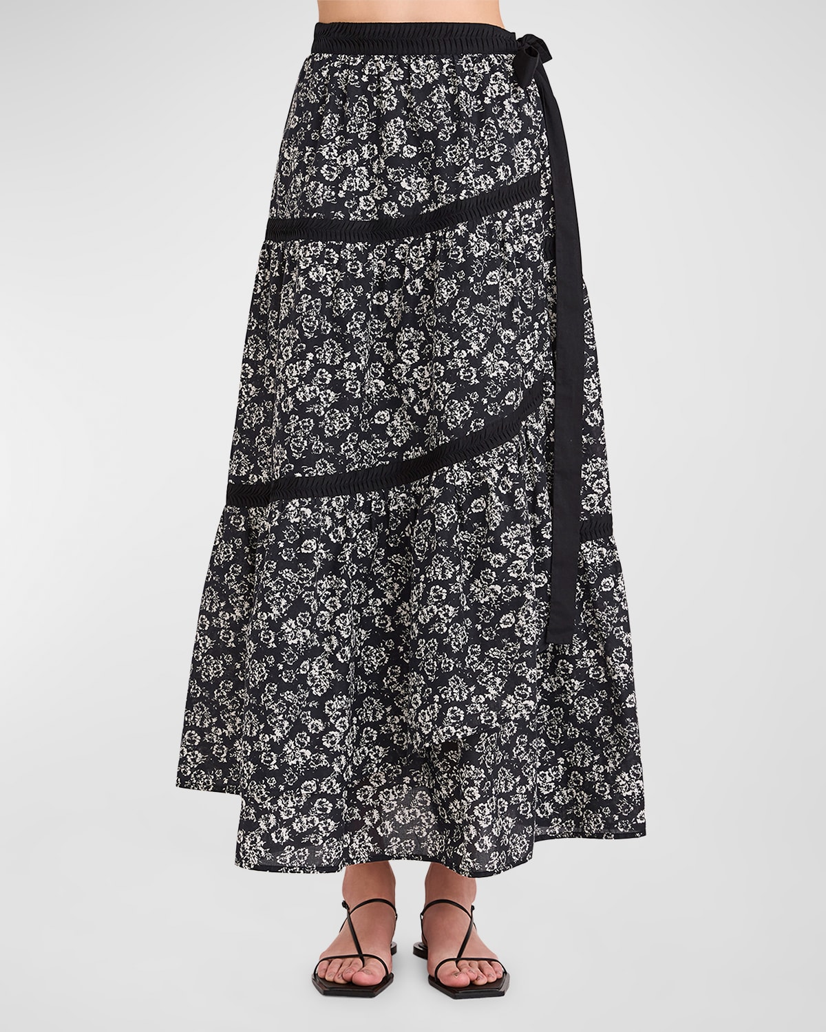 Merlette Prins Skirt In Black Stamped Floral Print