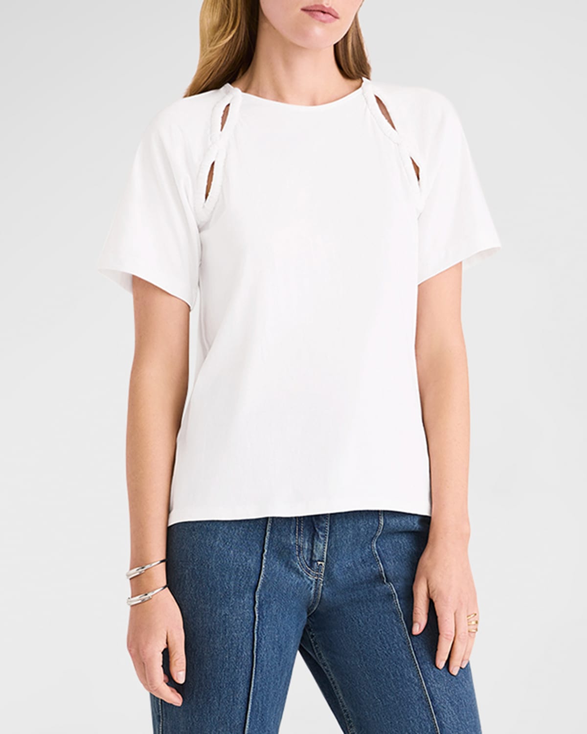 Merlette Solace Cutout Jersey Top In White