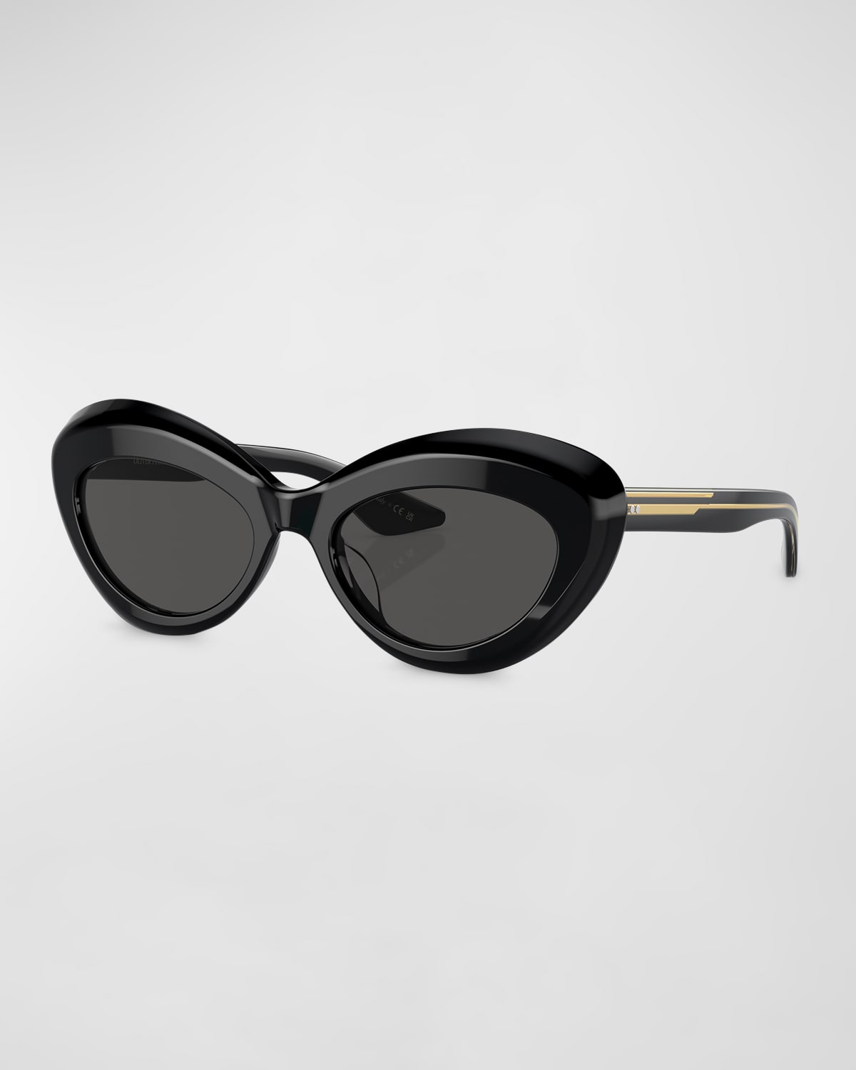 Khaite Bold Acetate Oval Sunglasses In Black