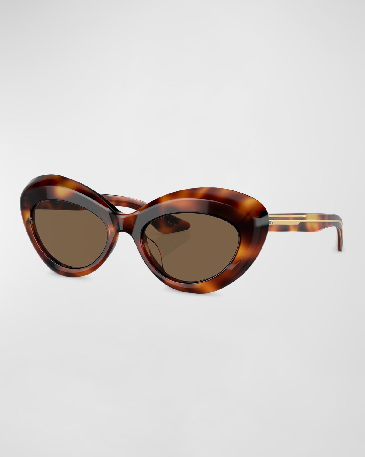 Shop Khaite X Oliver Peoples Bold Acetate Oval Sunglasses In Dark Brown