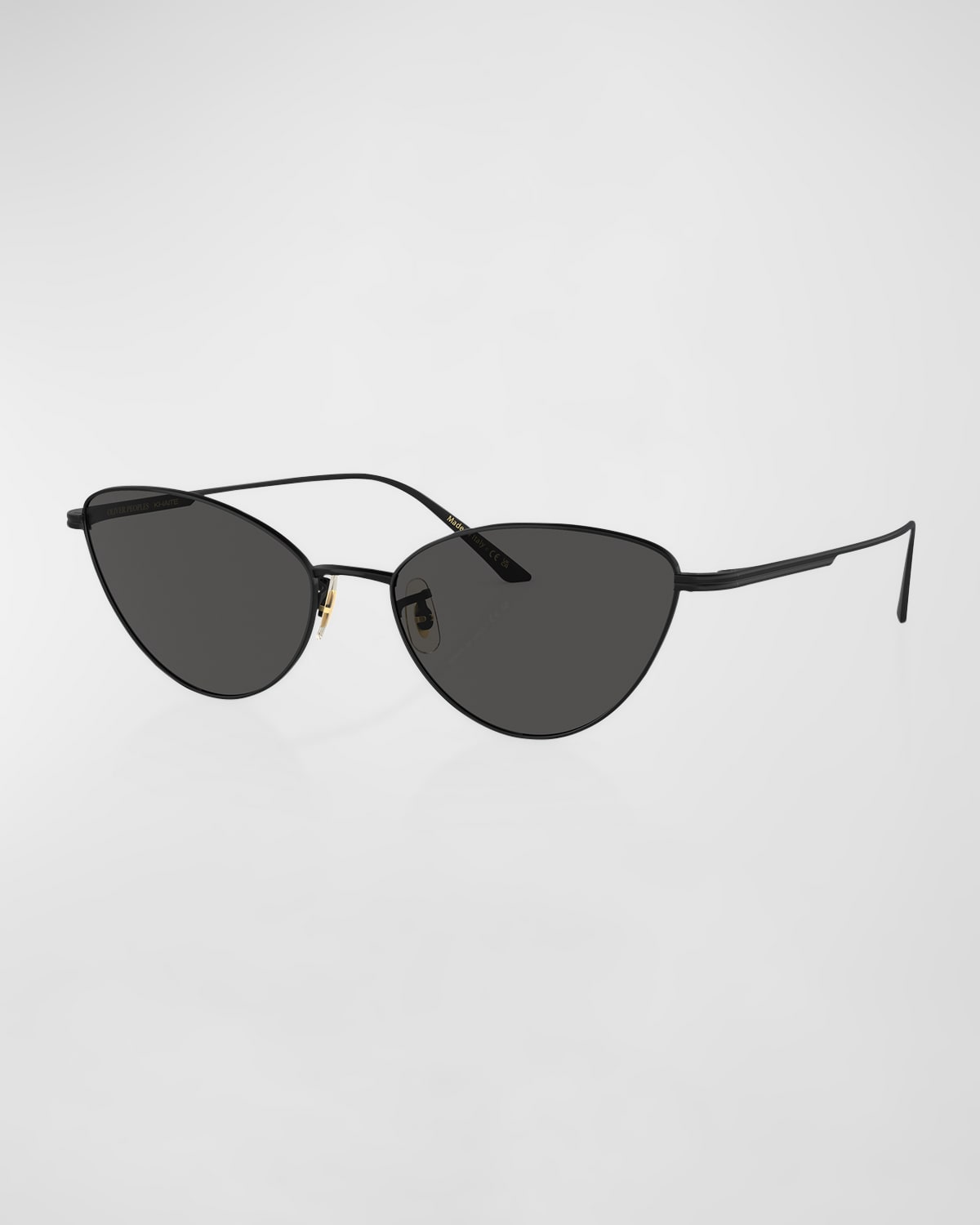 Shop Khaite X Oliver Peoples Sleek Black Steel Butterfly Sunglasses In Matte Black