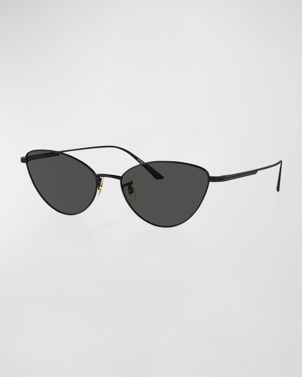 Khaite Sleek Black Steel Butterfly Sunglasses In Matte Black