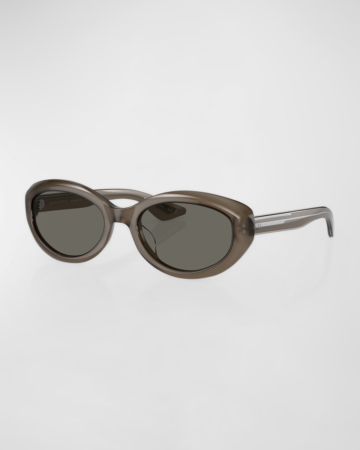 Shop Khaite X Oliver Peoples Monochrome Acetate Oval Sunglasses In Taupe