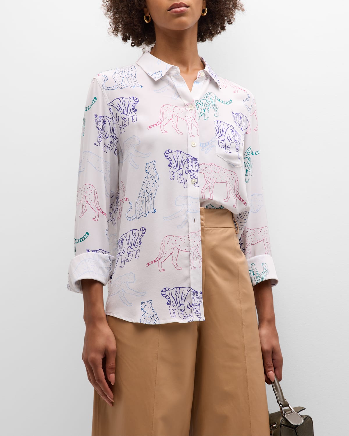 Shop Rails Kate Wildcat Button-front Shirt In Jewel Wildcats