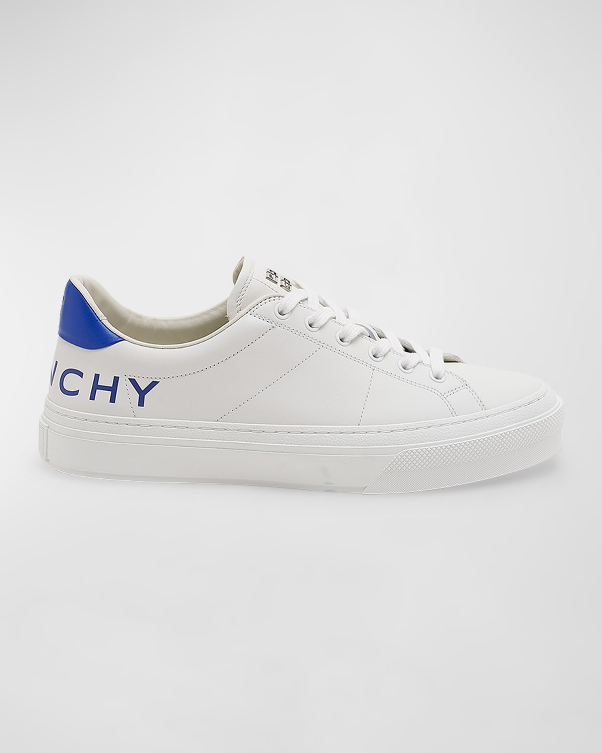 Shop Givenchy Men's City Sport Leather Low-top Sneakers In White/blue