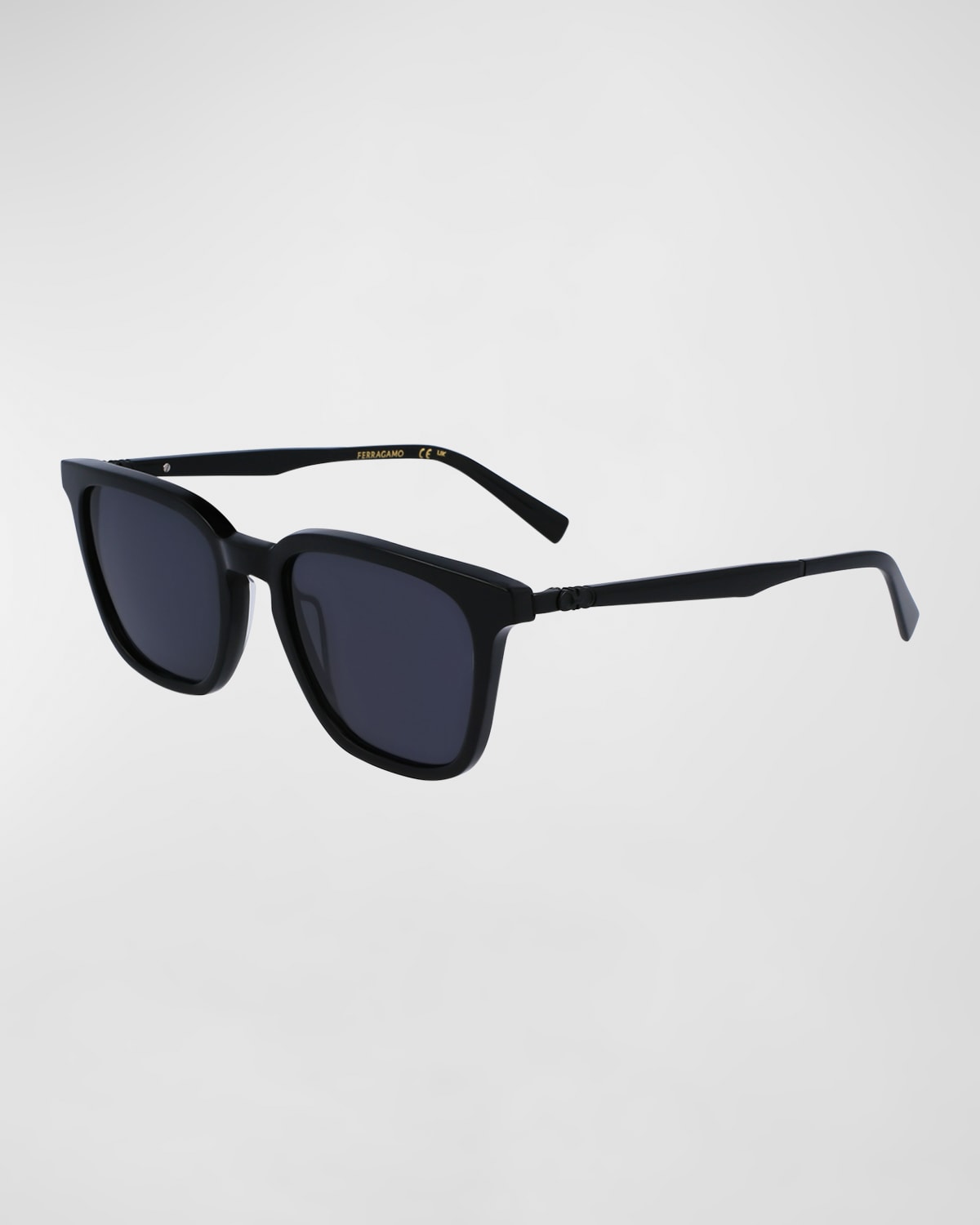 Ferragamo Men's Timeless Acetate Rectangle Sunglasses In Black