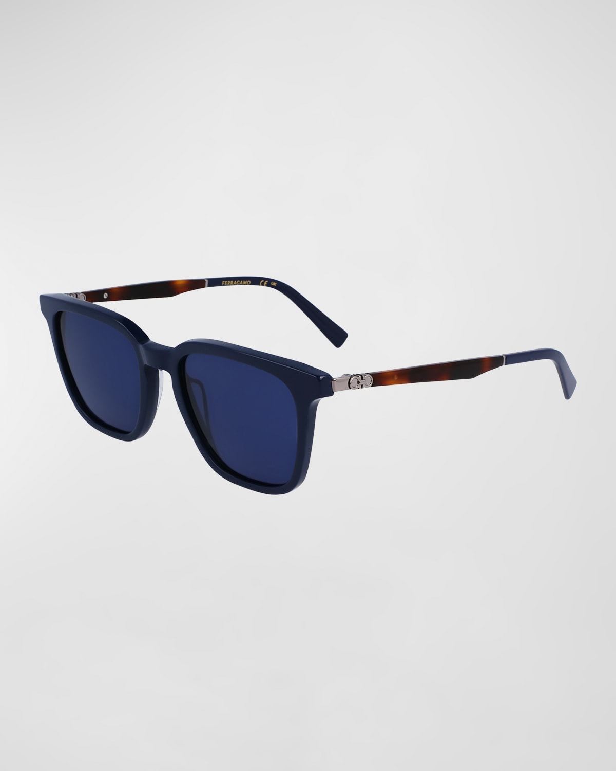 Ferragamo Men's Timeless Acetate Rectangle Sunglasses In Blue Navy