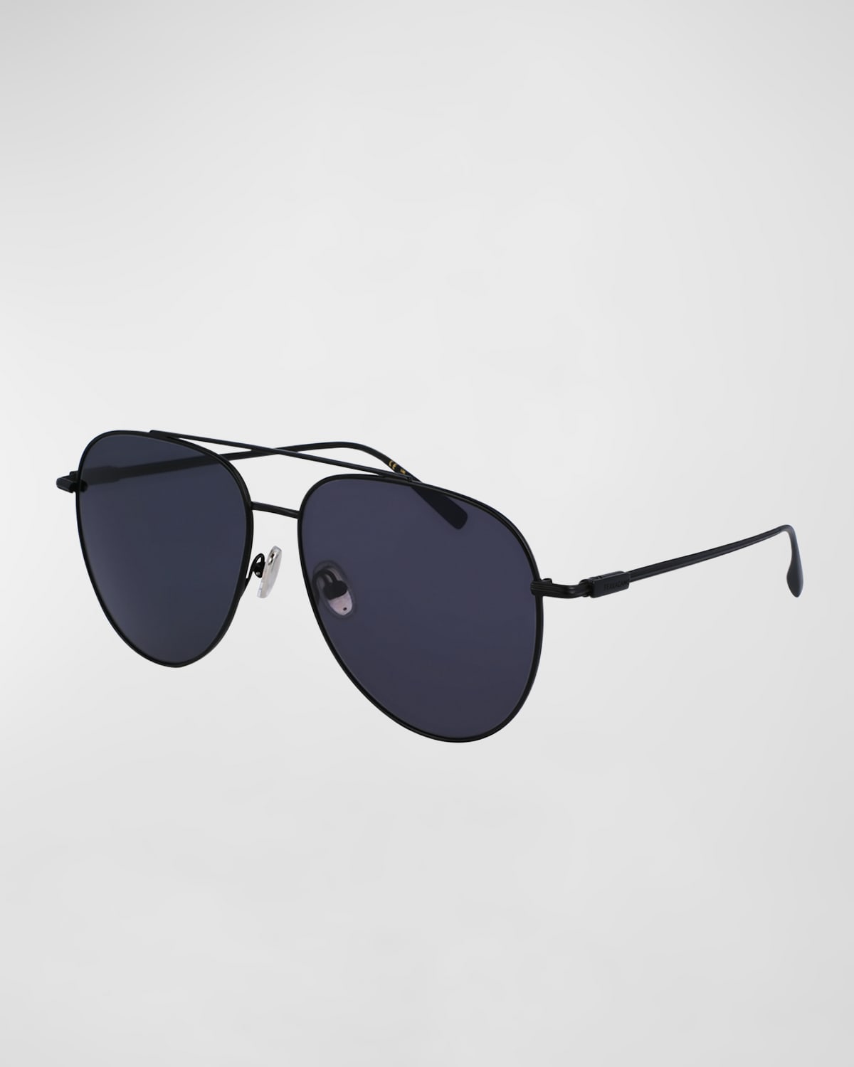 Shop Ferragamo Men's Gancini Evolution Metal Aviator Sunglasses In Matte Black