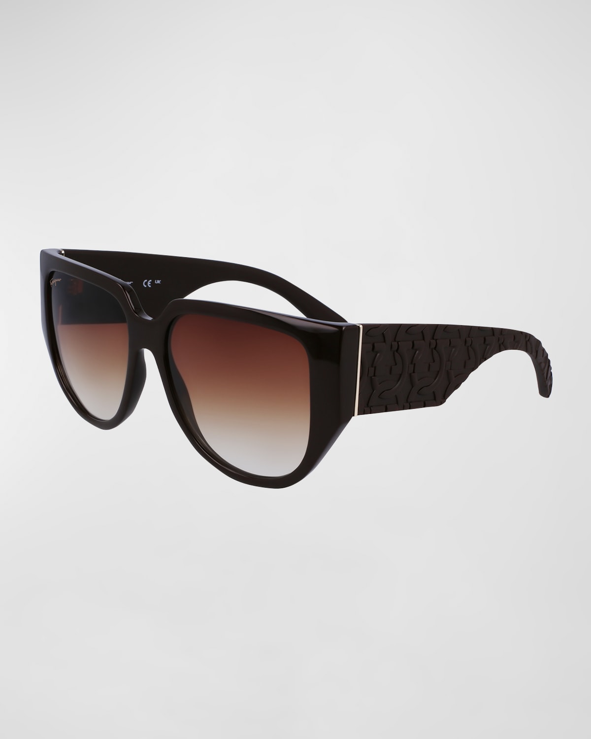 Ferragamo Gancini Tea Cup 58mm Oval Sunglasses In Dark Brown