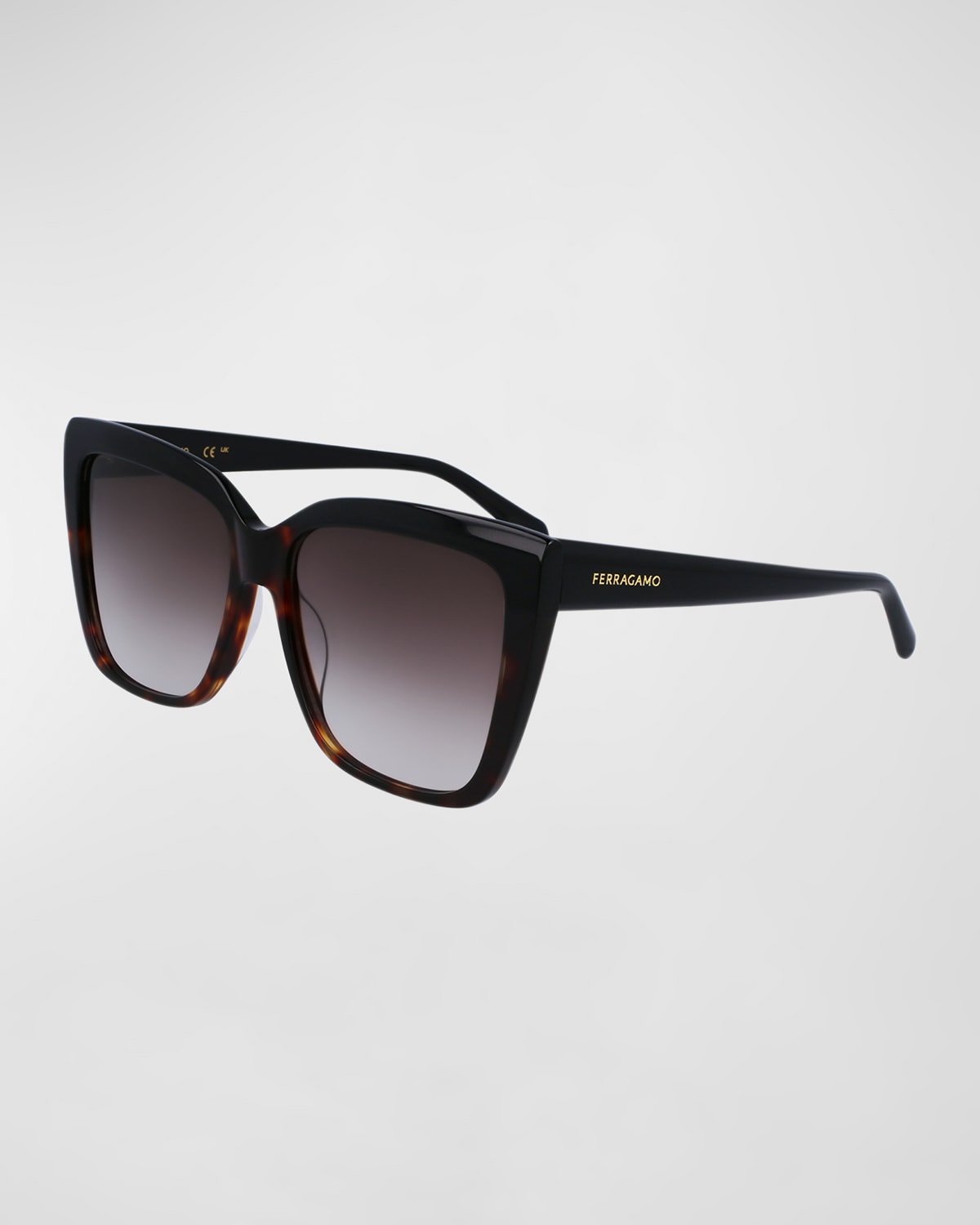 Ferragamo Sleek Logo Acetate Square Sunglasses In Black
